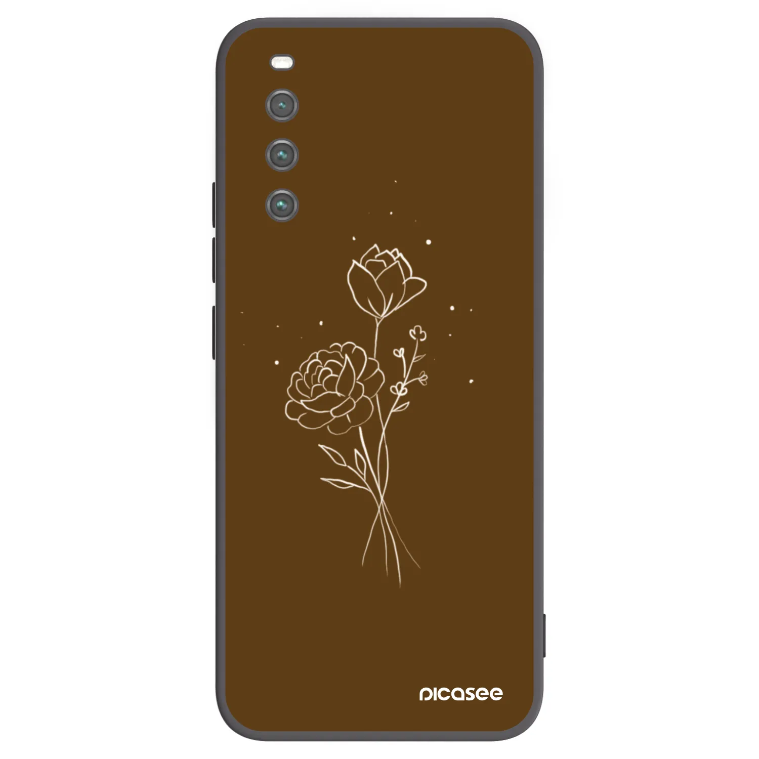 Picasee Μαύρη θήκη σιλικόνης για Sony Xperia 10 IV 5G - Brown flowers