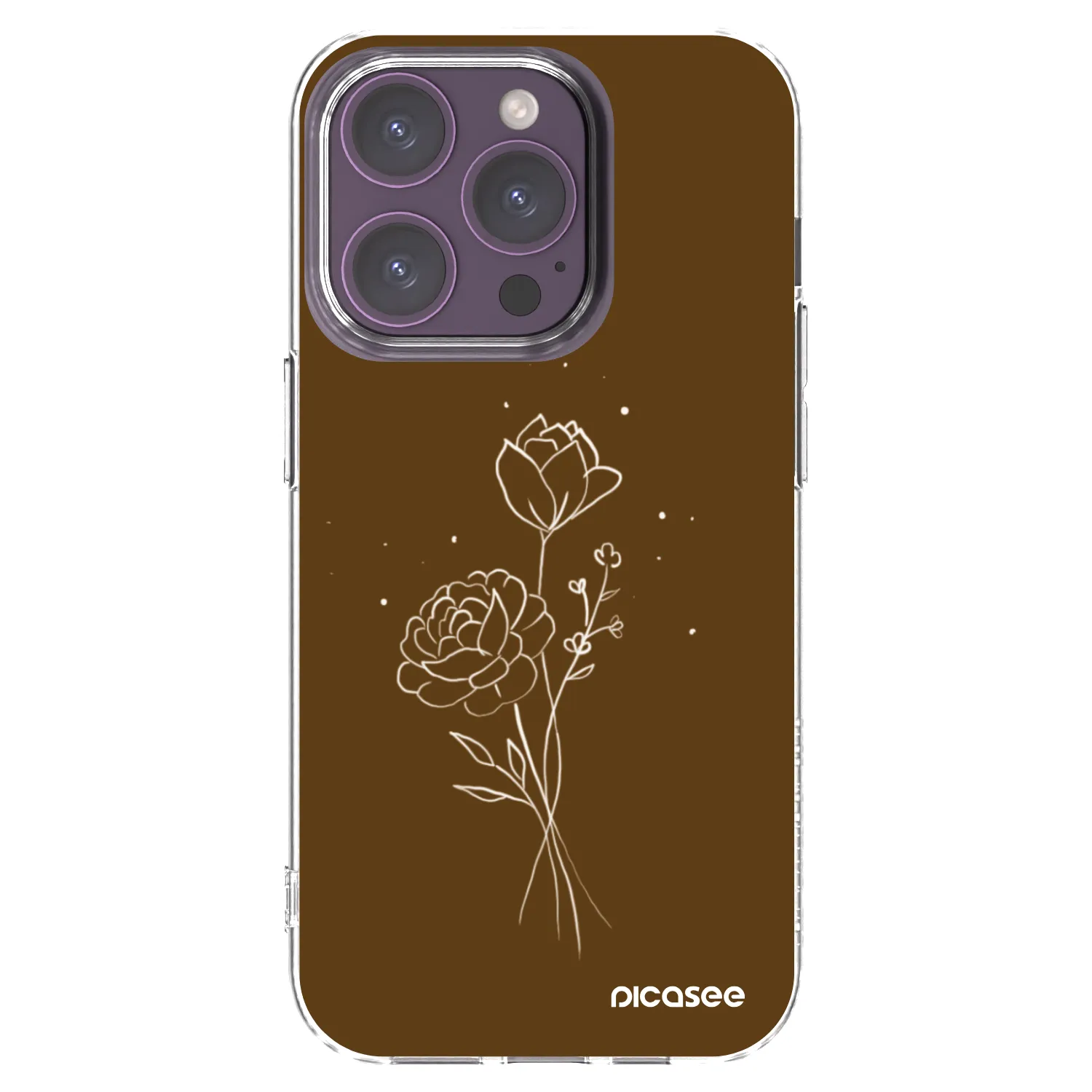 Picasee διαφανής θήκη σιλικόνης Apple iPhone 14 Pro - Brown flowers