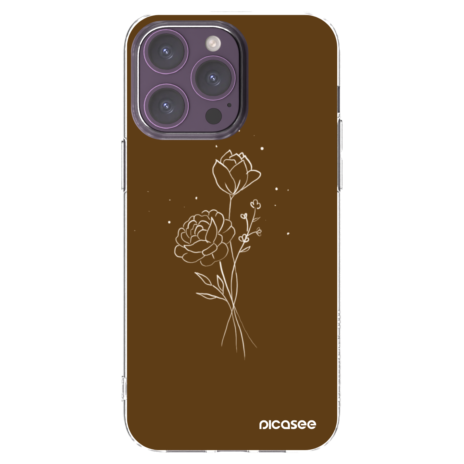 Picasee διαφανής θήκη σιλικόνης Apple iPhone 14 Pro Max - Brown flowers
