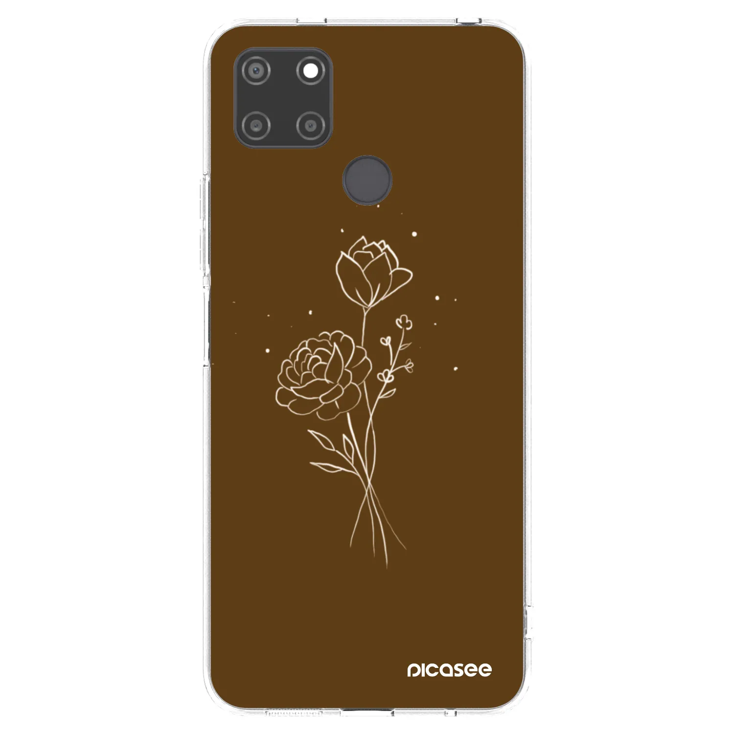 Picasee διαφανής θήκη σιλικόνης Realme C21Y - Brown flowers