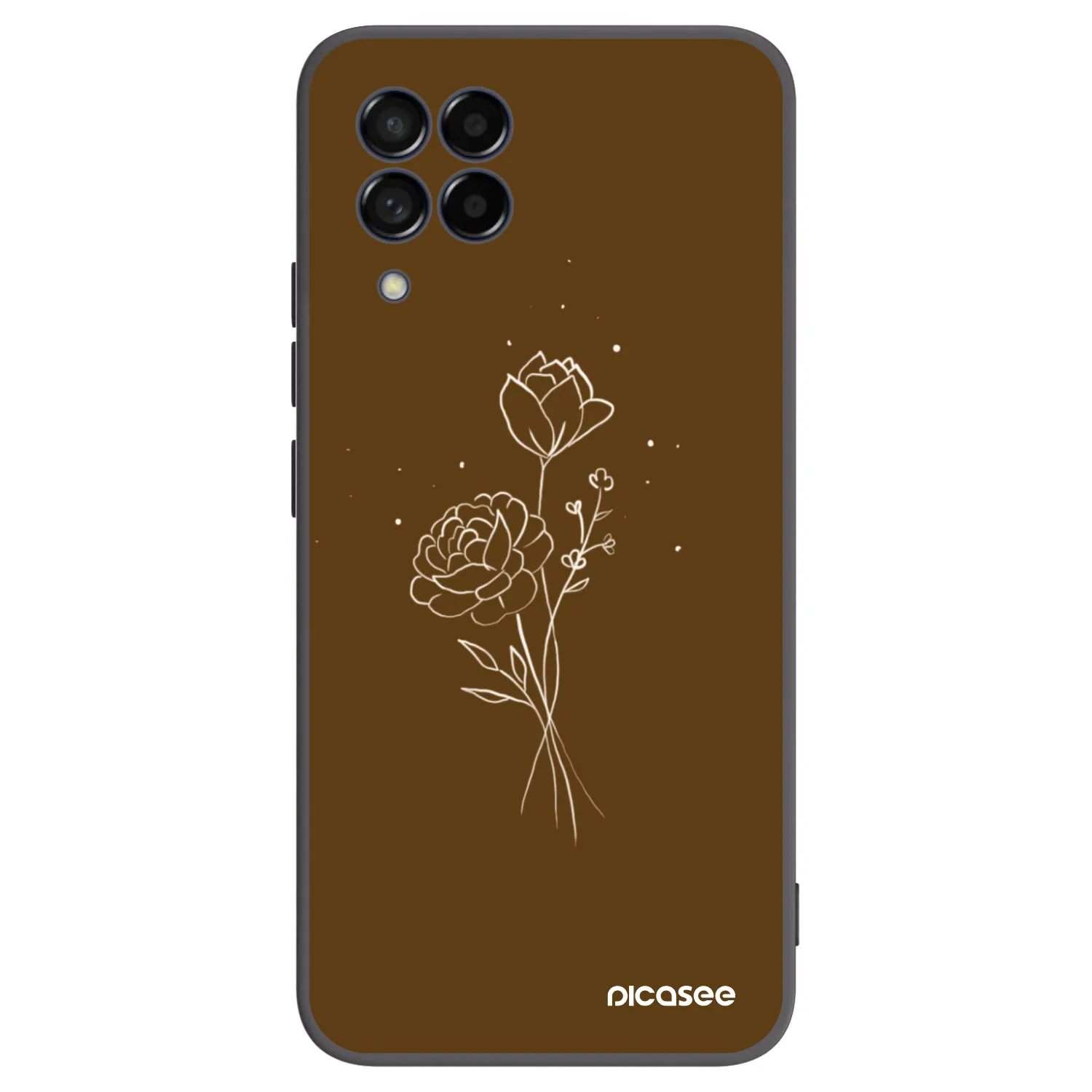 Picasee Μαύρη θήκη σιλικόνης για Samsung Galaxy M53 5G - Brown flowers