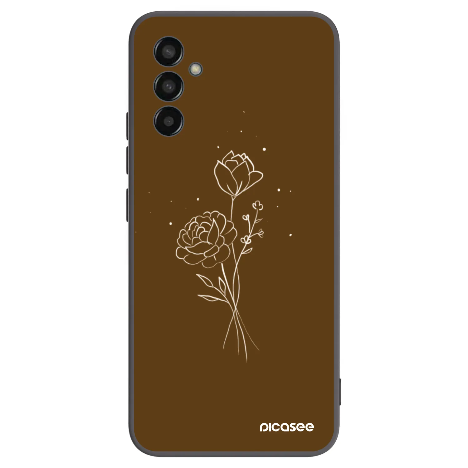 Picasee Μαύρη θήκη σιλικόνης για Samsung Galaxy M13 M135F - Brown flowers