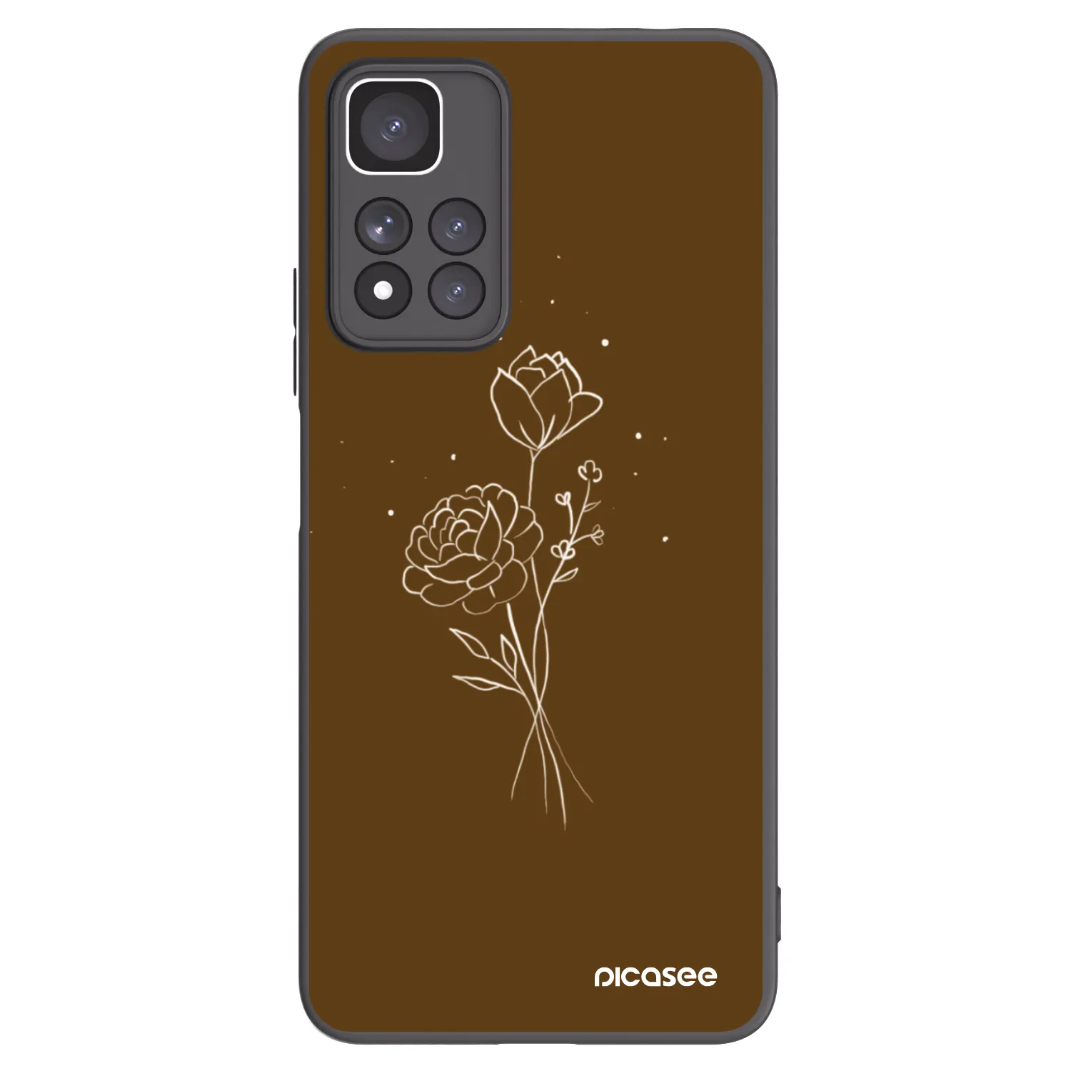 Picasee Μαύρη θήκη σιλικόνης για Xiaomi Redmi Note 11 Pro+ 5G - Brown flowers