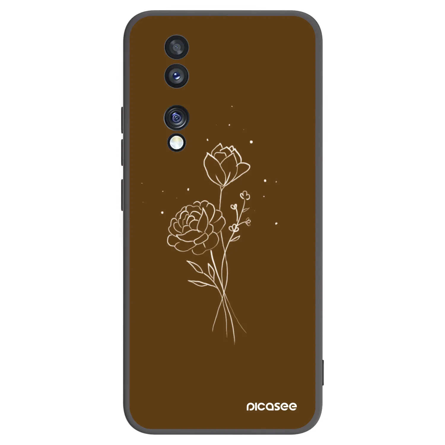 Picasee Μαύρη θήκη σιλικόνης για Honor 70 - Brown flowers