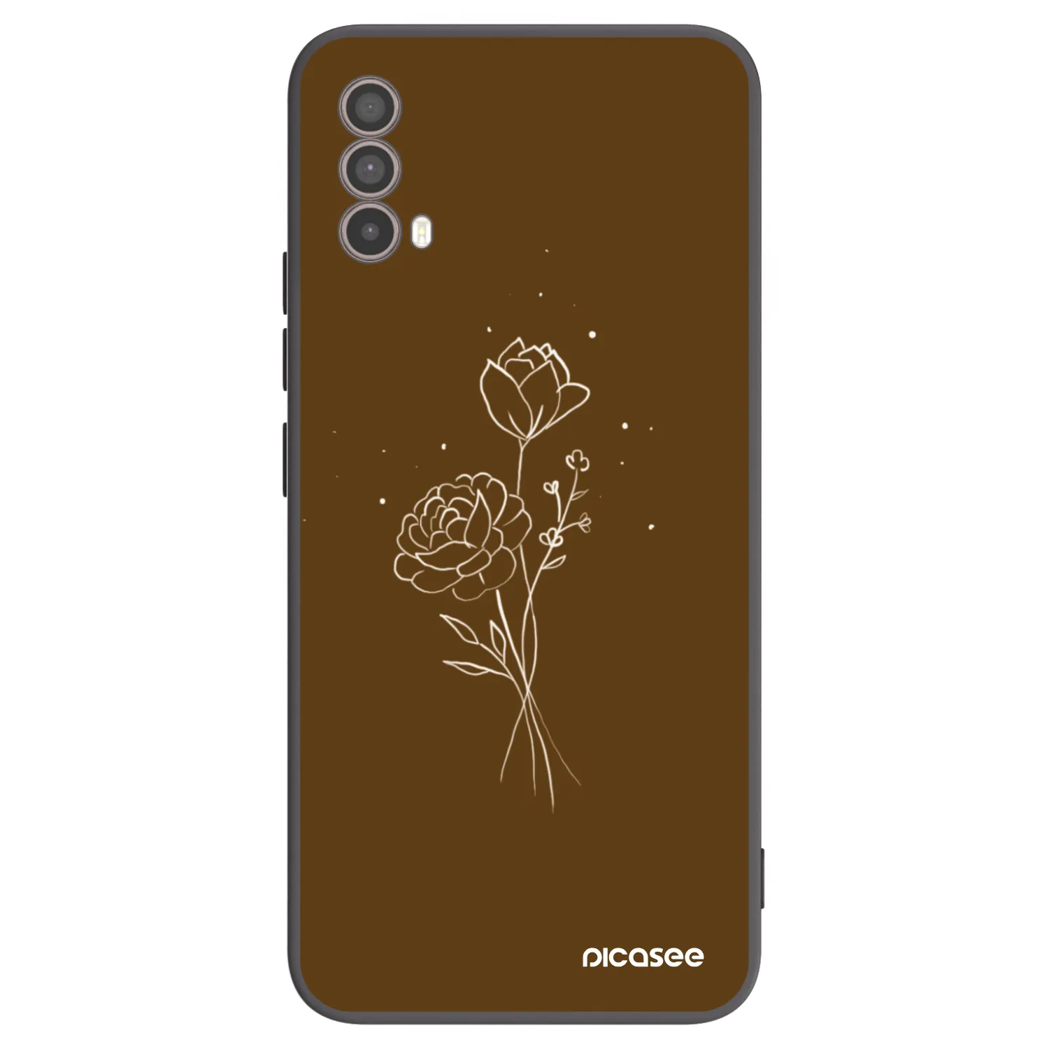 Picasee Μαύρη θήκη σιλικόνης για Motorola Moto E40 - Brown flowers