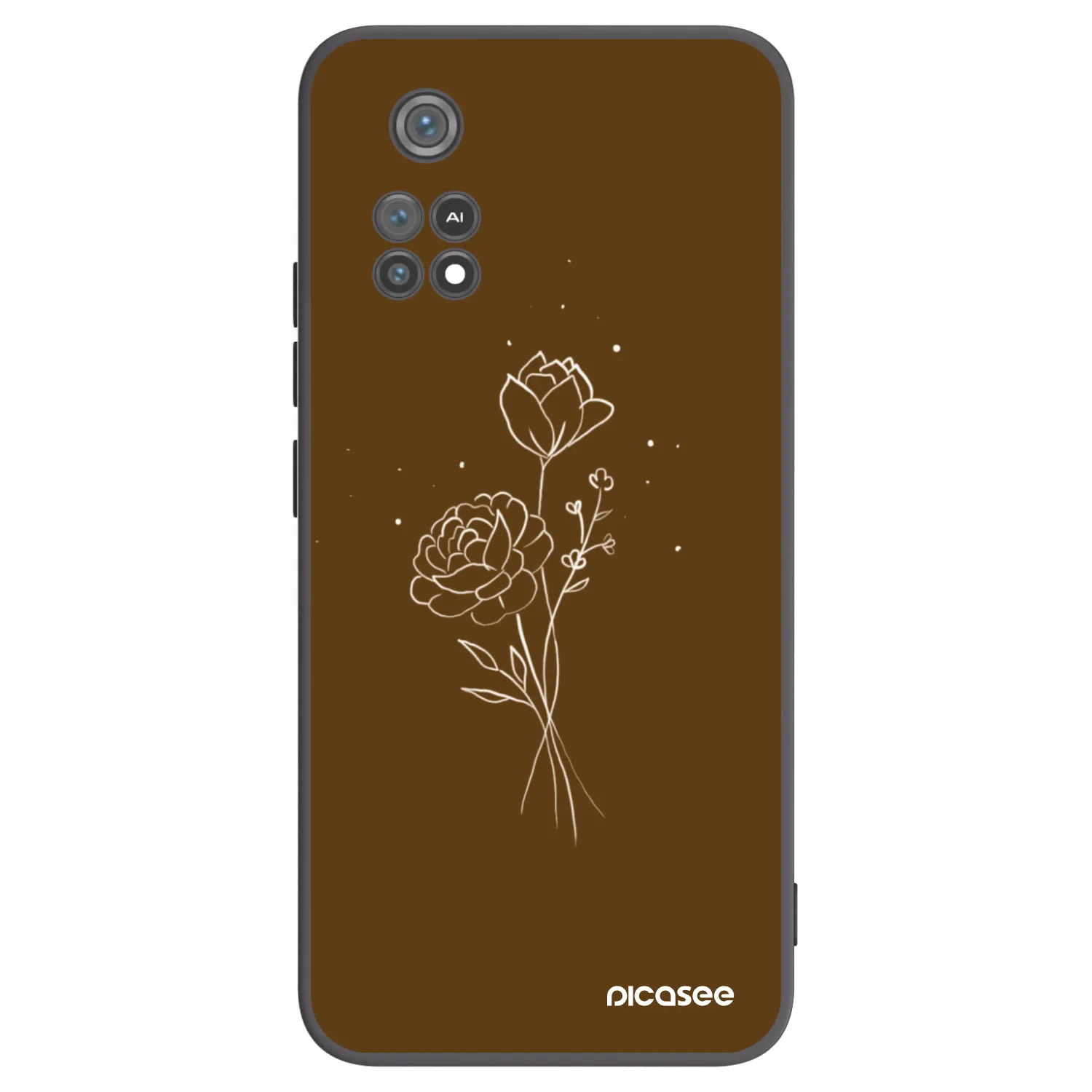 Picasee Μαύρη θήκη σιλικόνης για Xiaomi Poco M4 Pro - Brown flowers