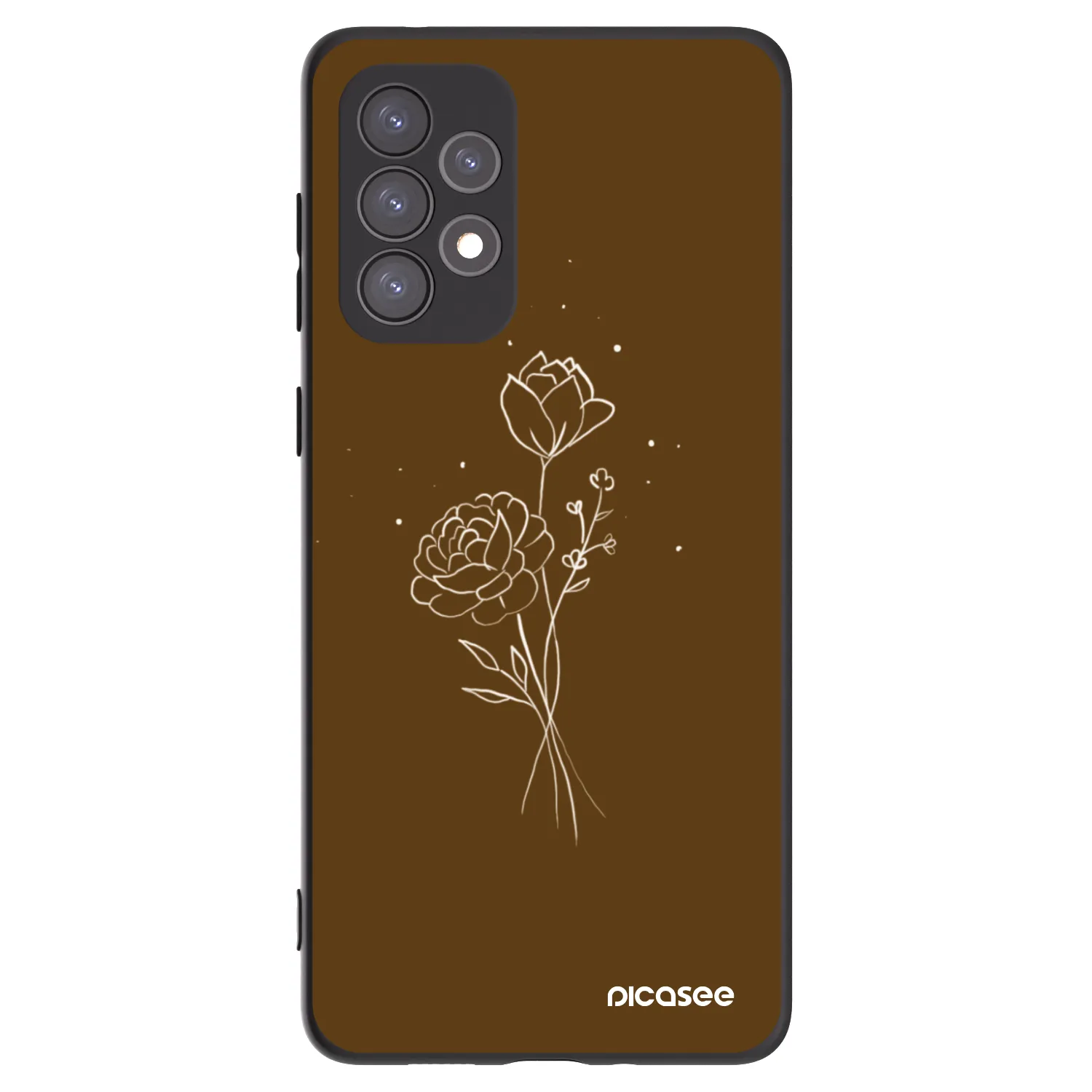 Picasee Μαύρη θήκη σιλικόνης για Samsung Galaxy A73 5G - Brown flowers