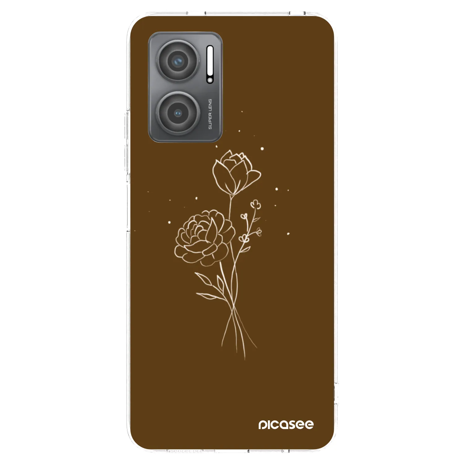 Picasee διαφανής θήκη σιλικόνης Xiaomi Redmi 10 5G - Brown flowers