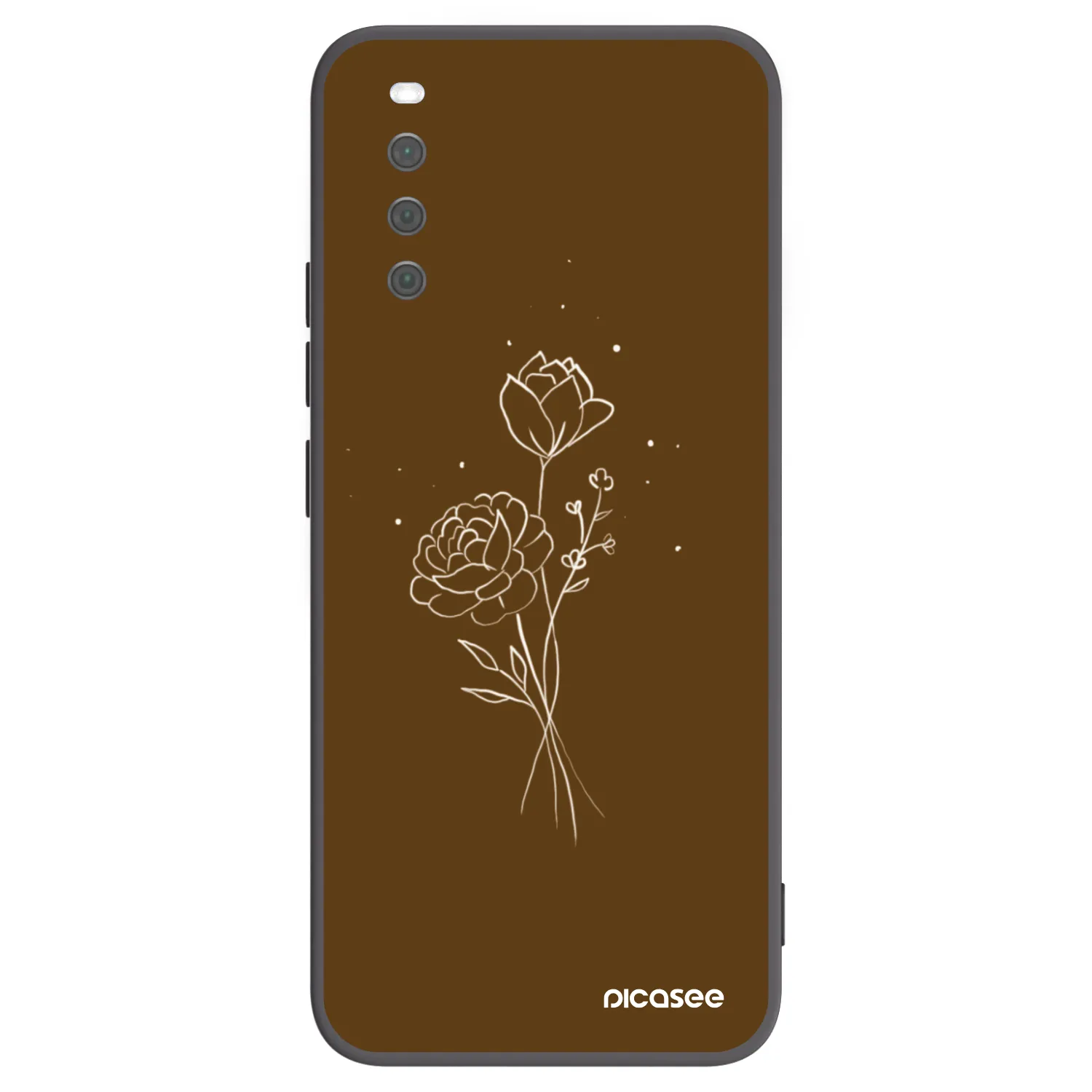 Picasee Μαύρη θήκη σιλικόνης για Sony Xperia 10 III - Brown flowers