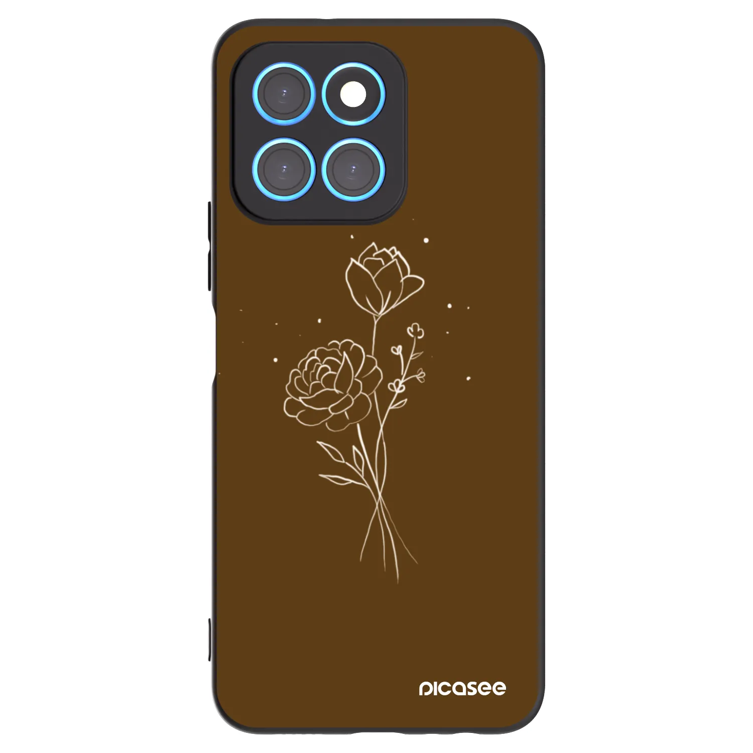 Picasee Μαύρη θήκη σιλικόνης για Honor X8 5G - Brown flowers