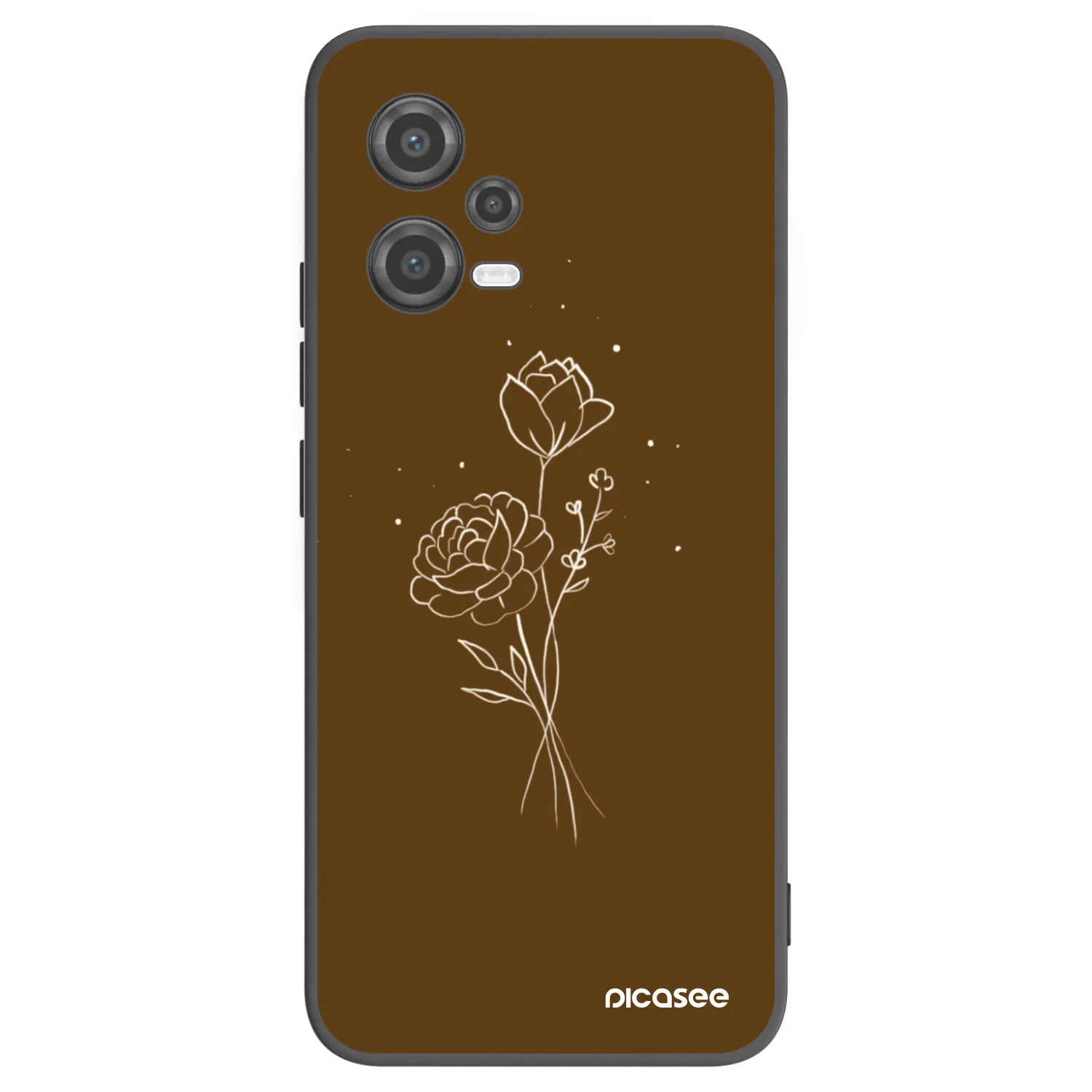 Picasee Μαύρη θήκη σιλικόνης για Xiaomi Poco X5 - Brown flowers