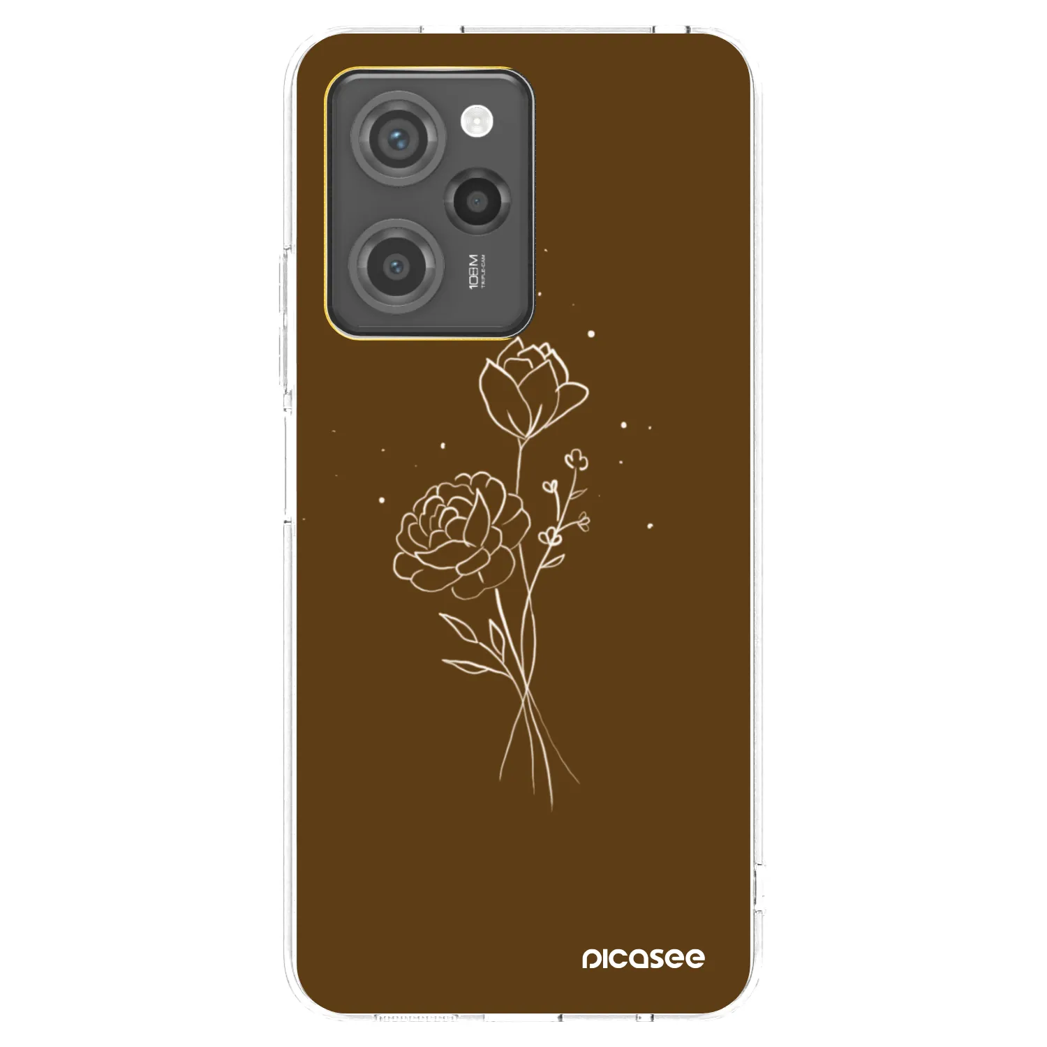 Picasee Μαύρη θήκη σιλικόνης για Xiaomi Poco X5 Pro - Brown flowers