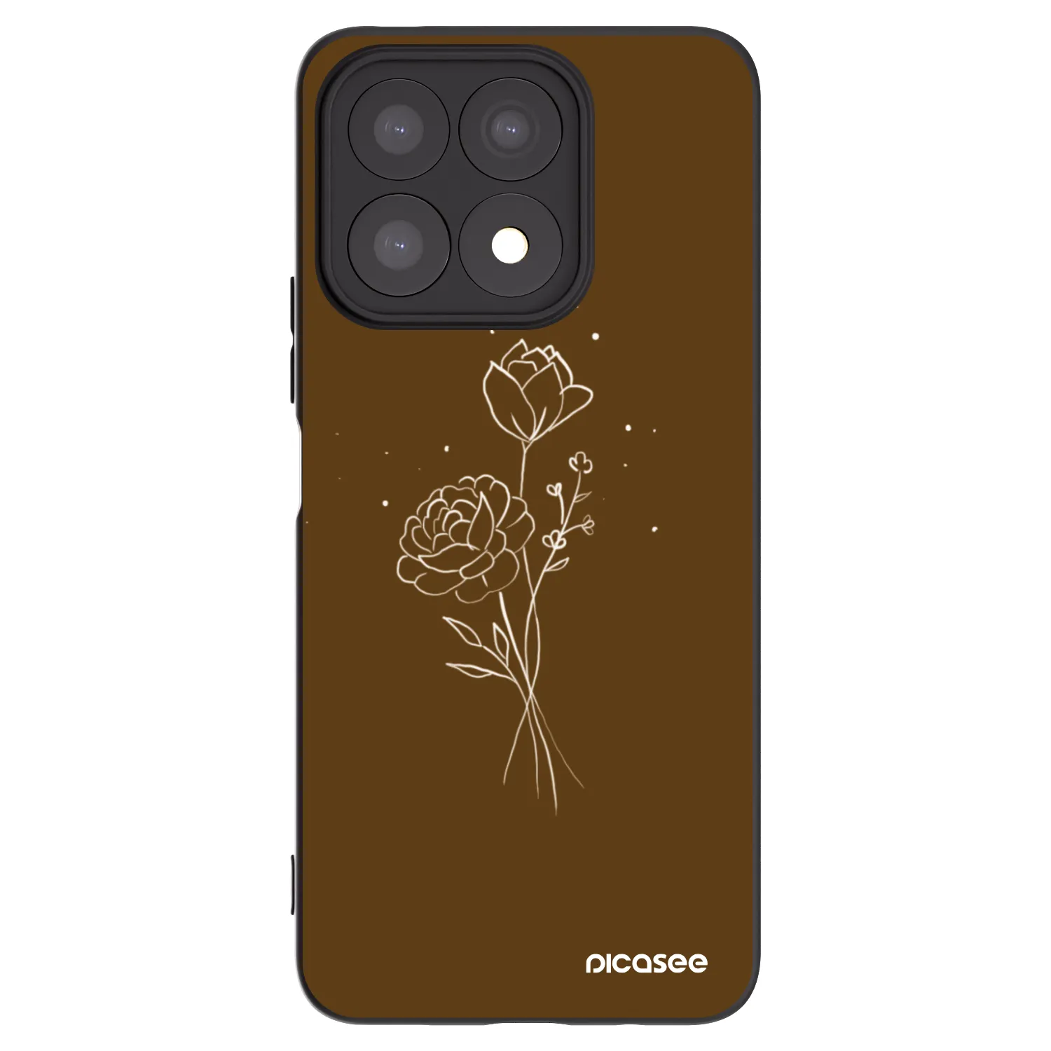Picasee Μαύρη θήκη σιλικόνης για Honor X8a - Brown flowers