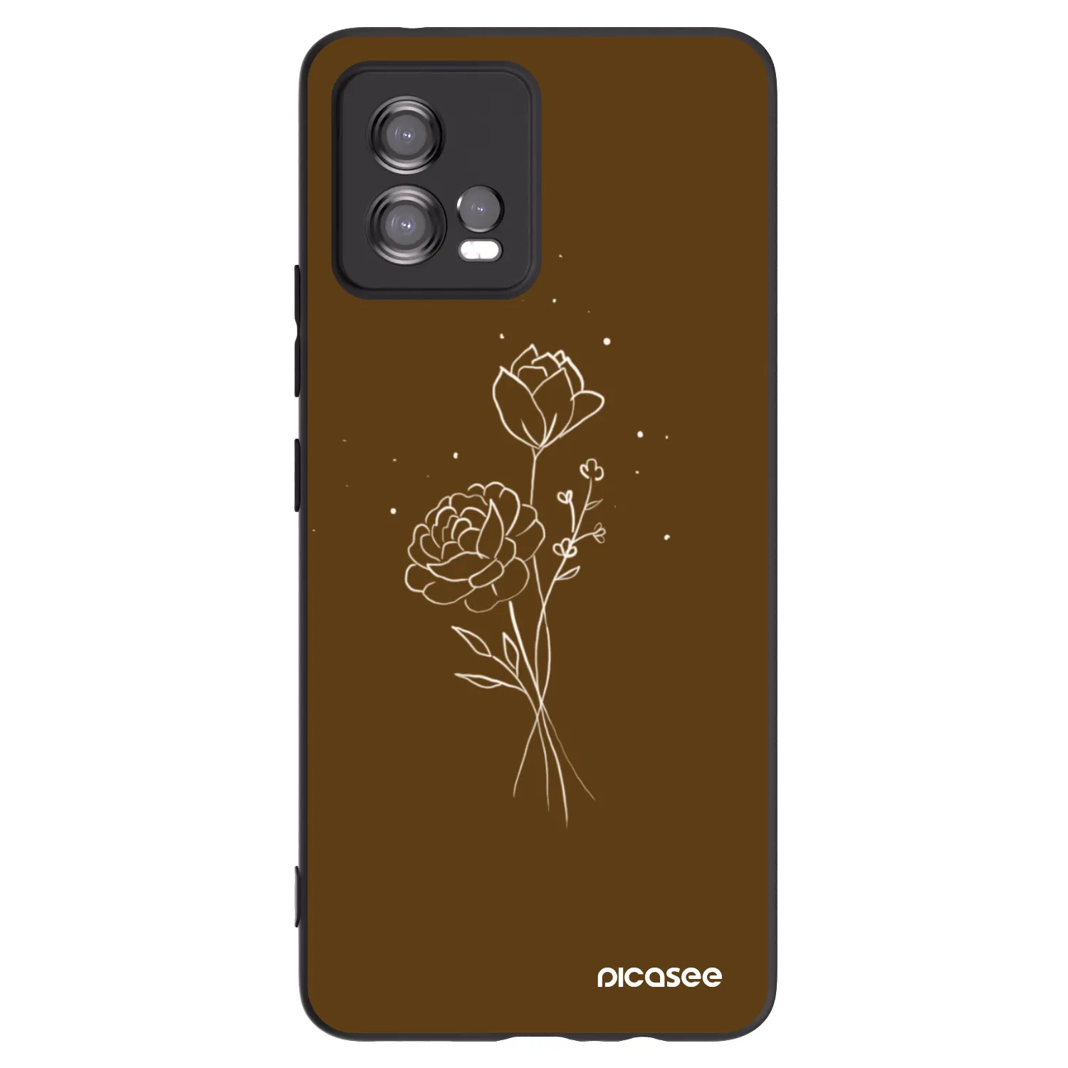 Picasee Μαύρη θήκη σιλικόνης για Motorola Moto G72 - Brown flowers