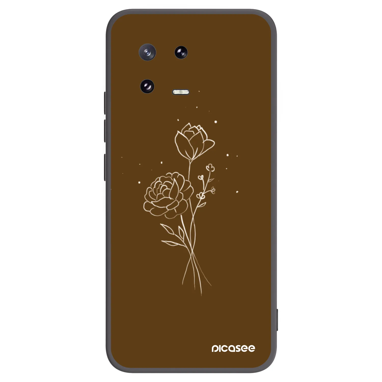 Picasee Μαύρη θήκη σιλικόνης για Xiaomi 13 Pro - Brown flowers