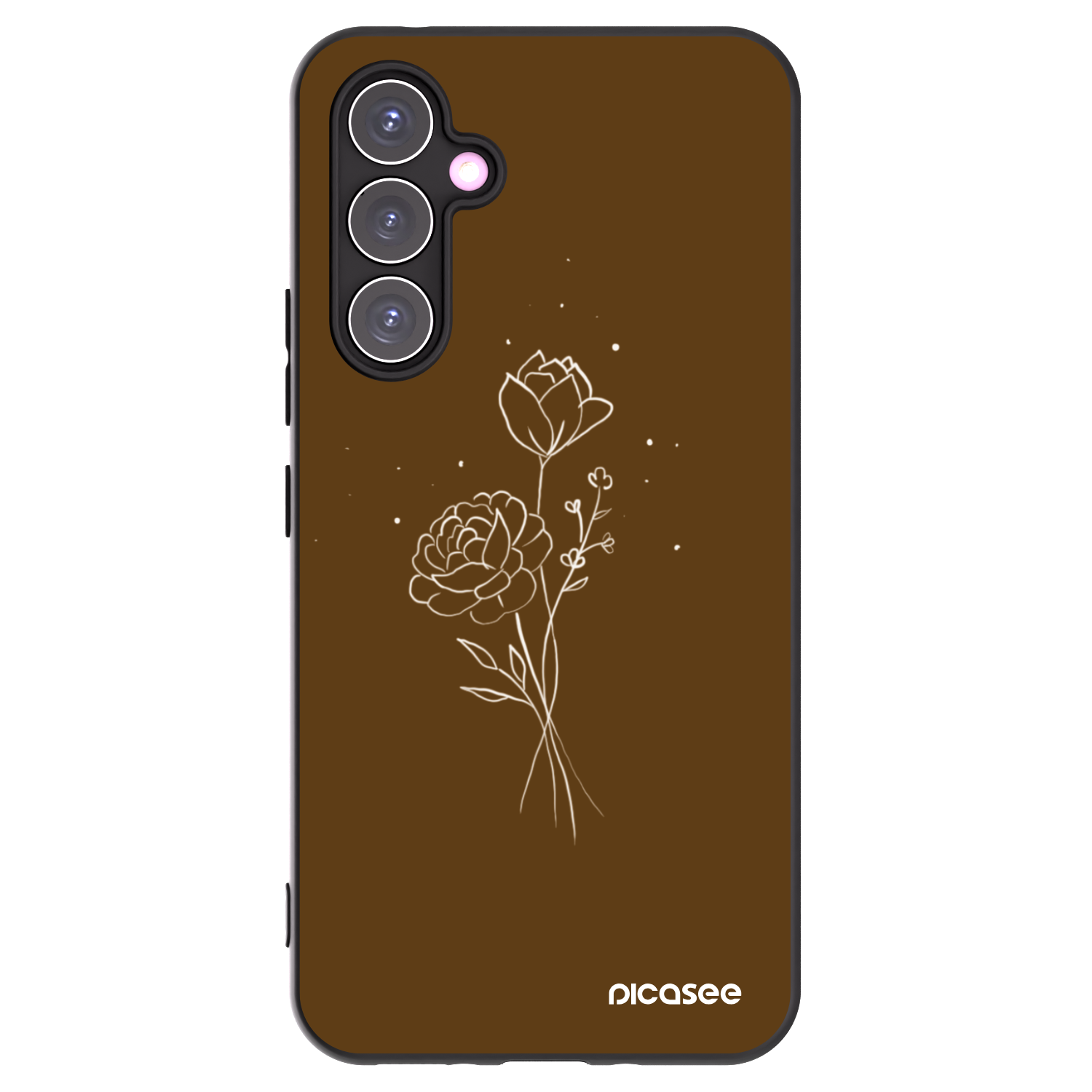Picasee Μαύρη θήκη σιλικόνης για Samsung Galaxy A54 5G A546B - Brown flowers
