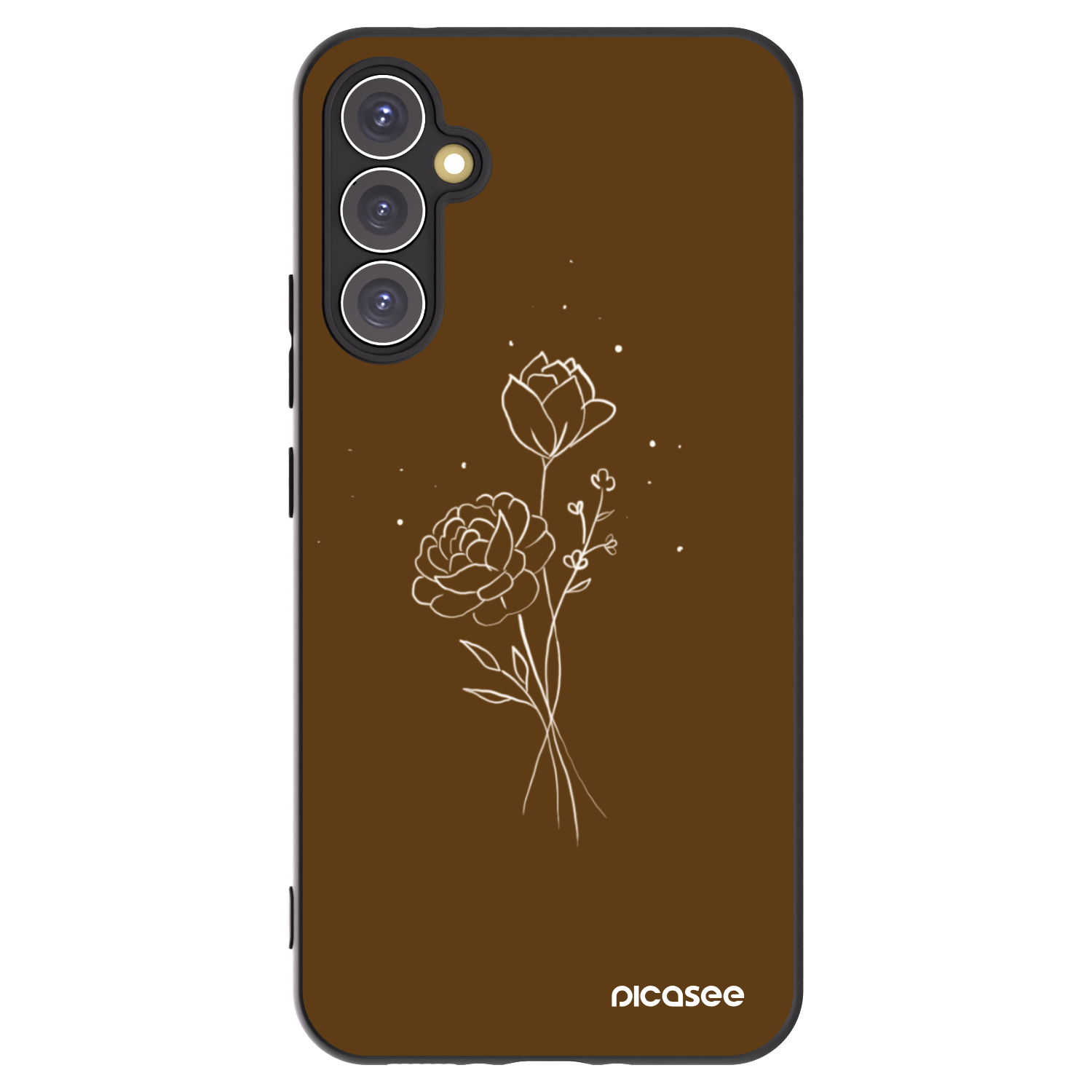 Picasee Μαύρη θήκη σιλικόνης για Samsung Galaxy A34 5G A346B - Brown flowers