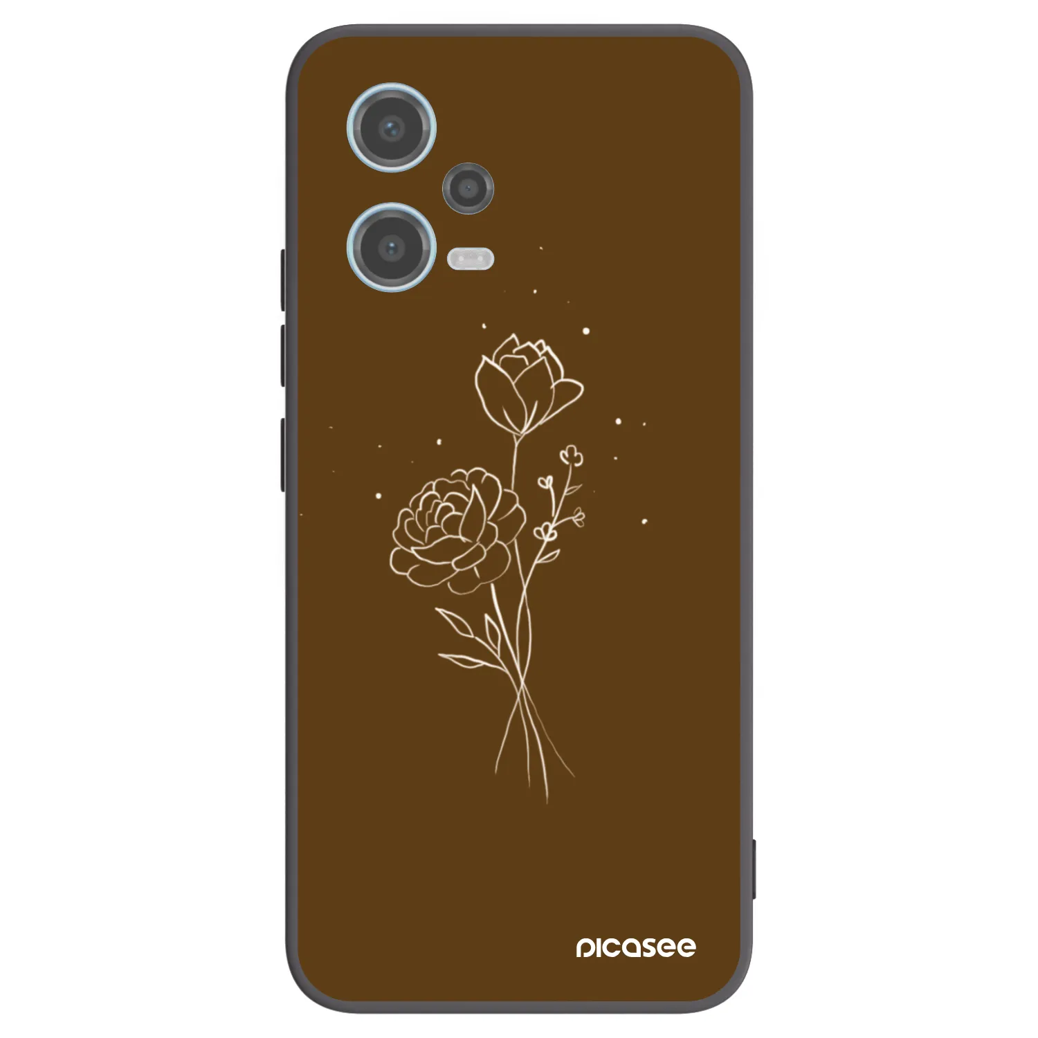 Picasee Μαύρη θήκη σιλικόνης για Xiaomi Redmi Note 12 5G - Brown flowers