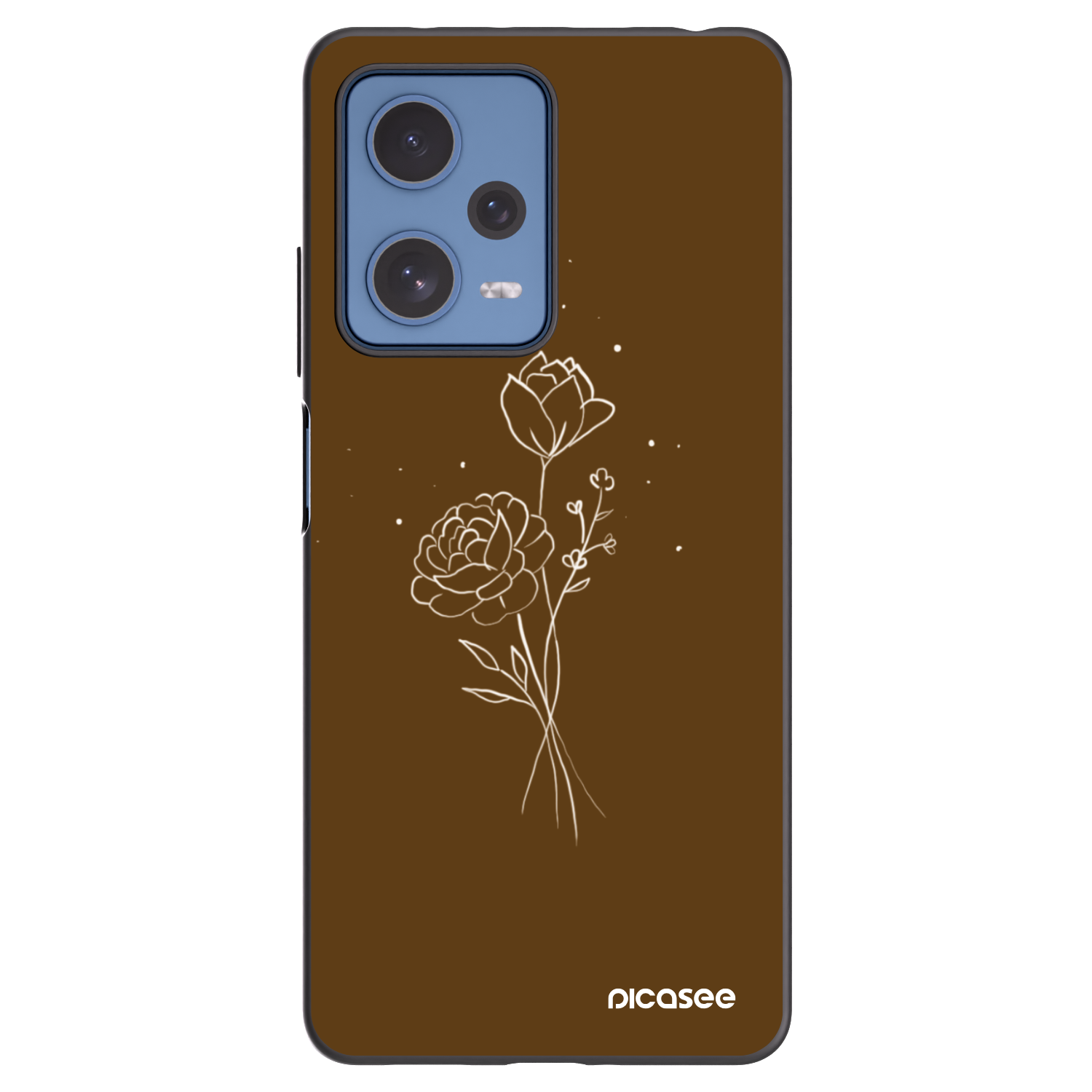 Picasee Μαύρη θήκη σιλικόνης για Xiaomi Redmi Note 12 Pro 5G - Brown flowers