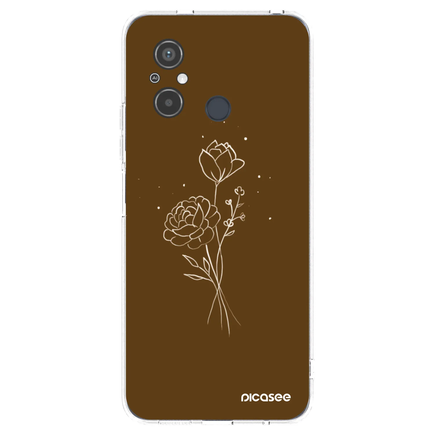 Picasee διαφανής θήκη σιλικόνης Xiaomi Redmi 12C - Brown flowers