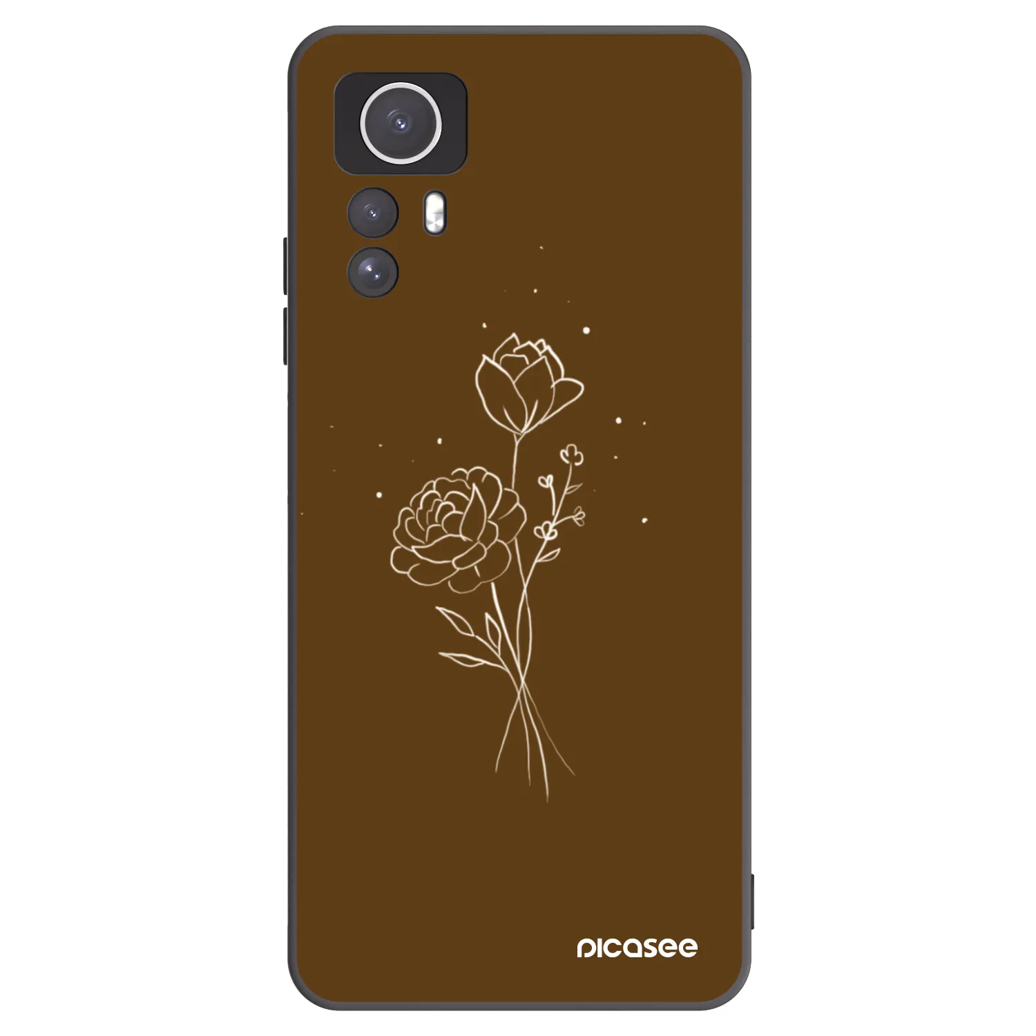Picasee Μαύρη θήκη σιλικόνης για Xiaomi Redmi Note 12S - Brown flowers