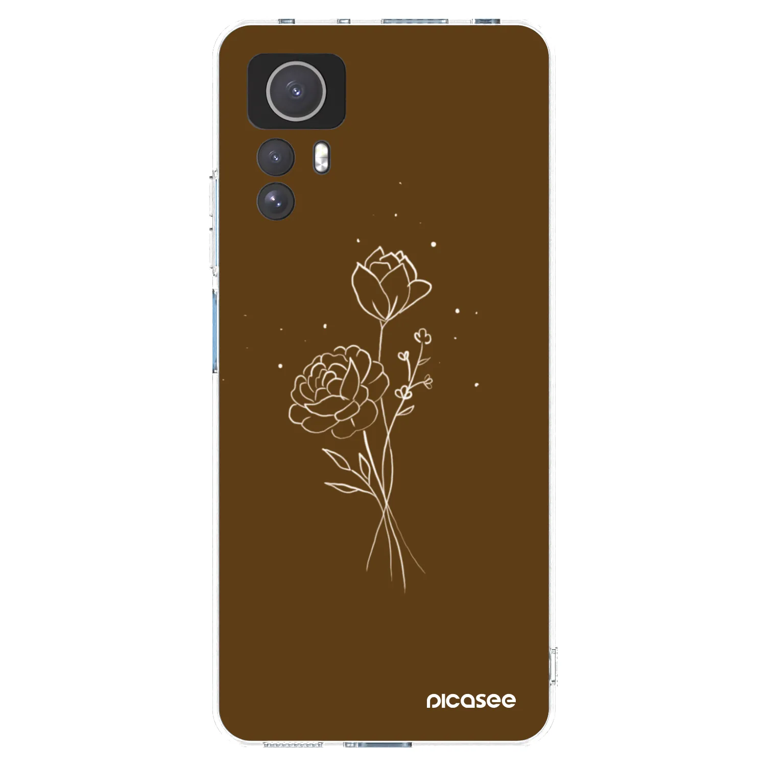 Picasee διαφανής θήκη σιλικόνης Xiaomi Redmi Note 12S - Brown flowers