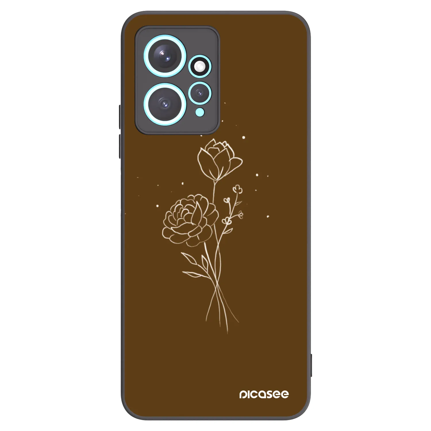 Picasee Μαύρη θήκη σιλικόνης για Xiaomi Redmi Note 12 4G - Brown flowers