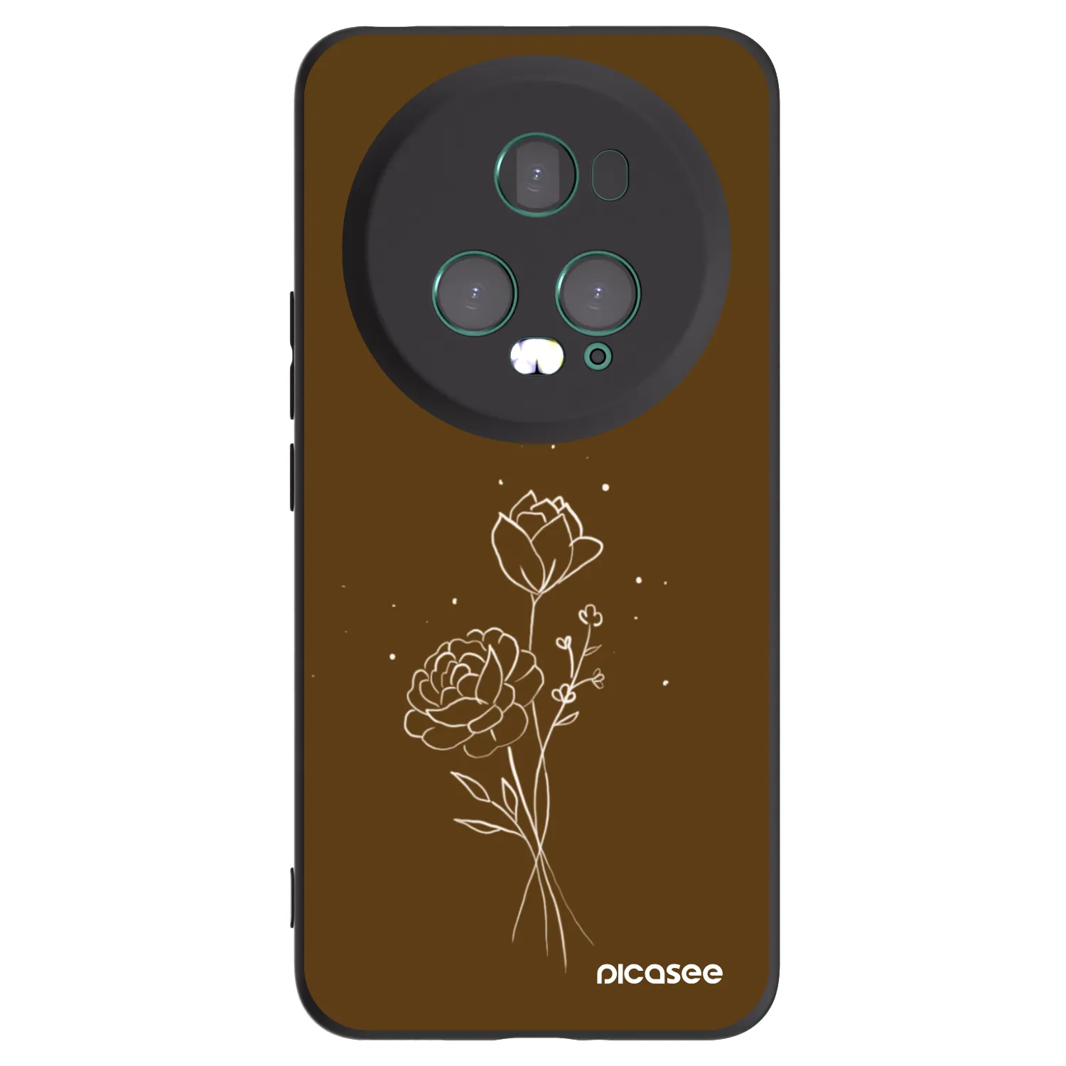 Picasee Μαύρη θήκη σιλικόνης για Honor Magic5 Pro - Brown flowers