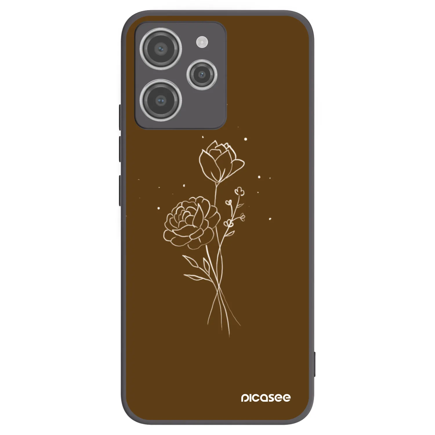 Picasee Μαύρη θήκη σιλικόνης για Xiaomi Redmi 12 4G - Brown flowers