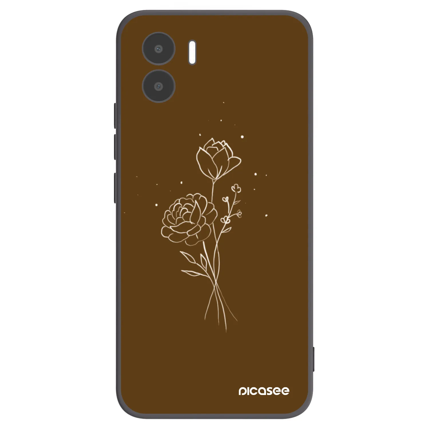 Picasee Μαύρη θήκη σιλικόνης για Xiaomi Redmi A2 - Brown flowers