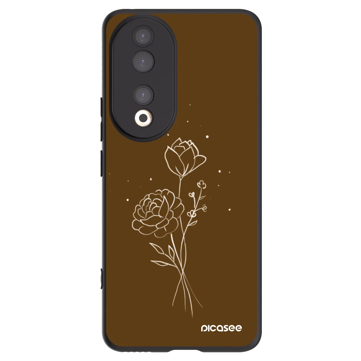 Picasee Μαύρη θήκη σιλικόνης για Honor 90 5G - Brown flowers