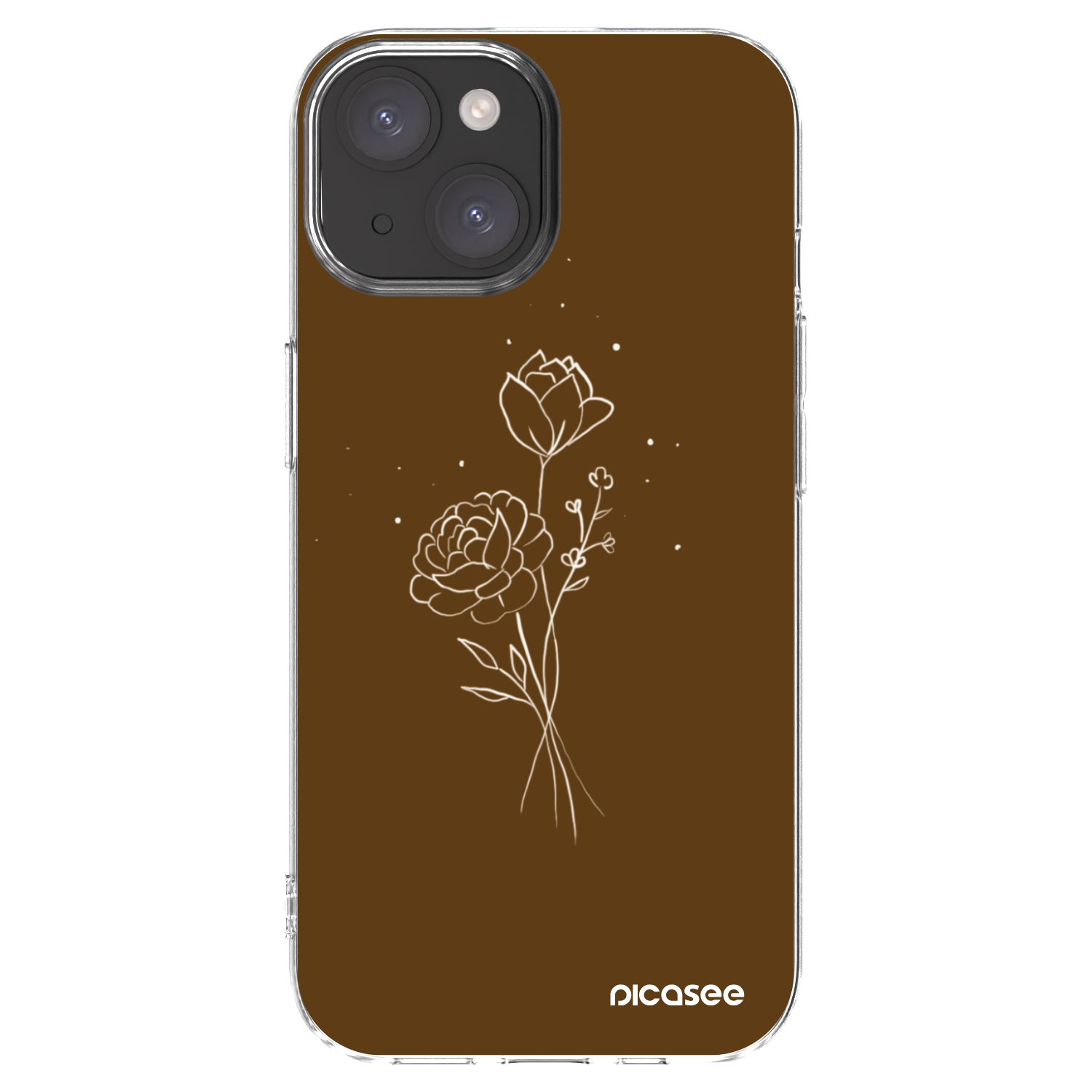 Picasee διαφανής θήκη σιλικόνης Apple iPhone 15 - Brown flowers
