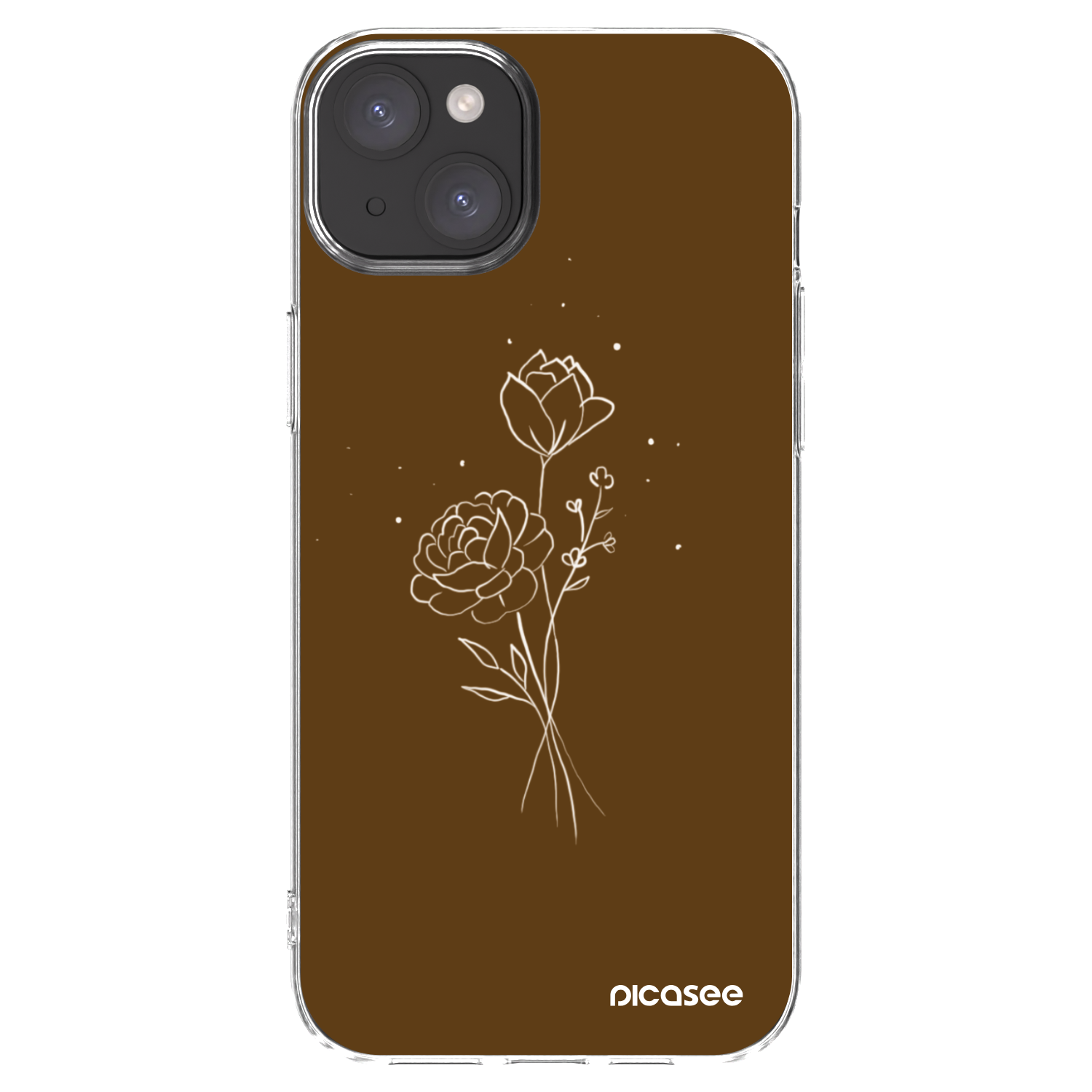 Picasee διαφανής θήκη σιλικόνης Apple iPhone 15 Plus - Brown flowers