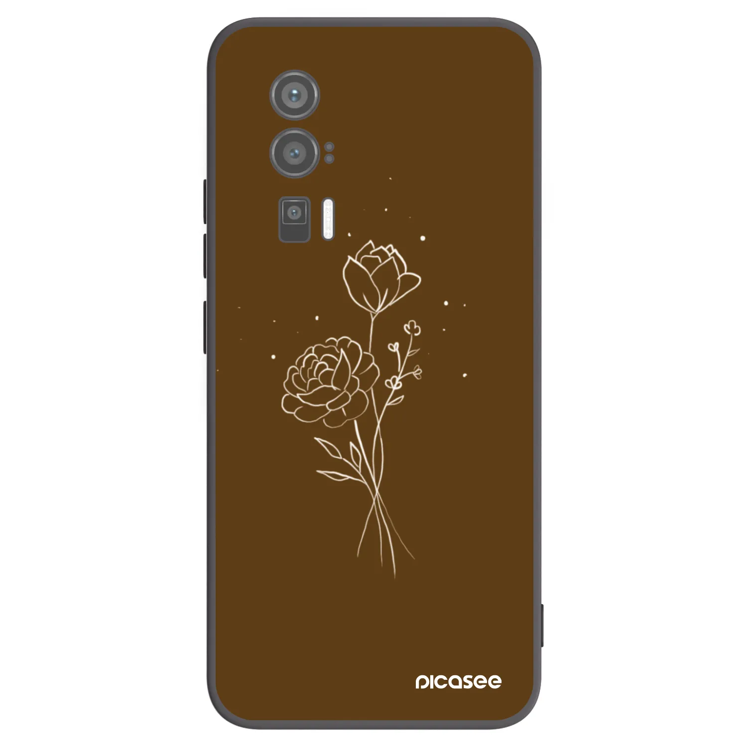 Picasee Μαύρη θήκη σιλικόνης για Xiaomi Poco F5 Pro 5G - Brown flowers