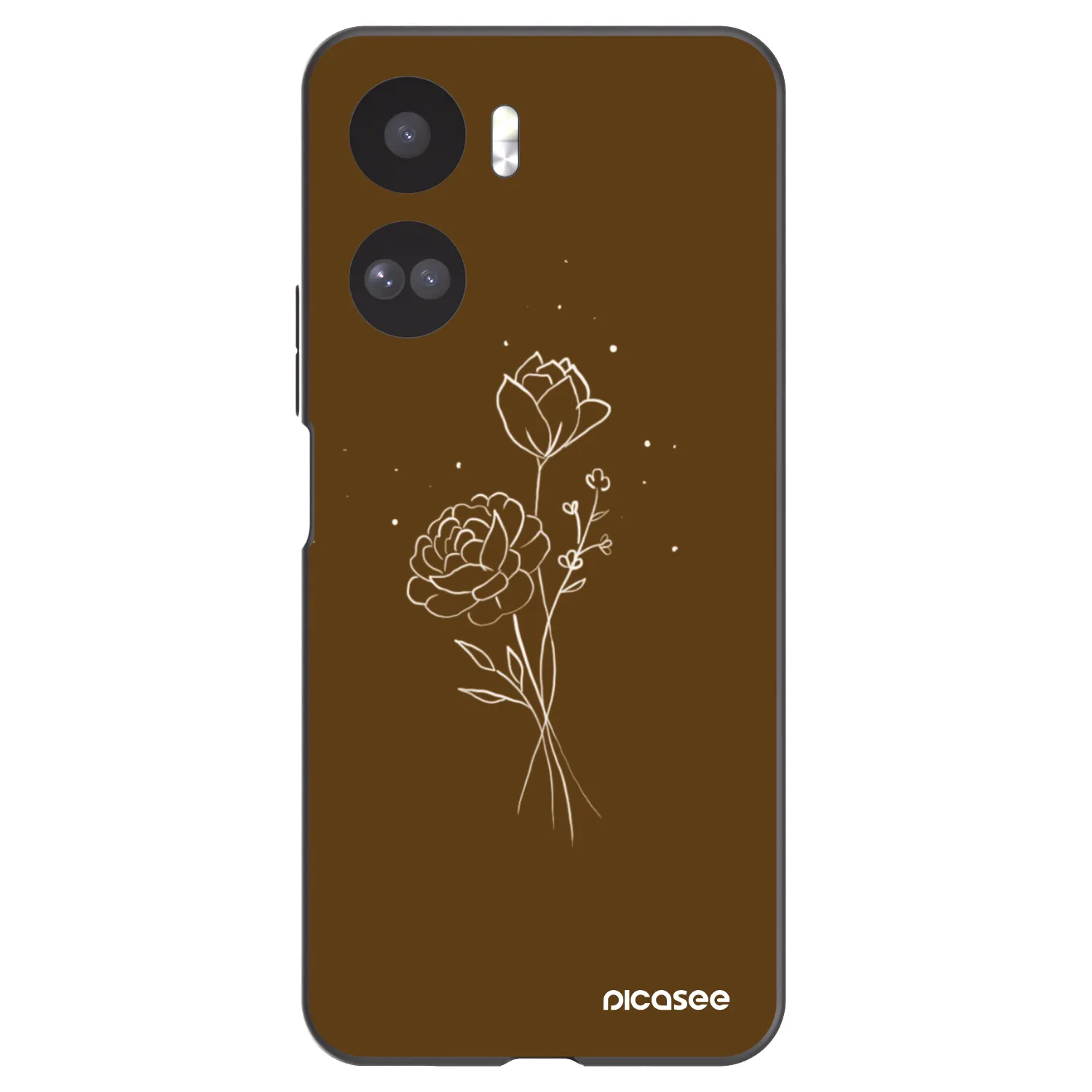 Picasee Μαύρη θήκη σιλικόνης για Honor 90 Lite 5G - Brown flowers
