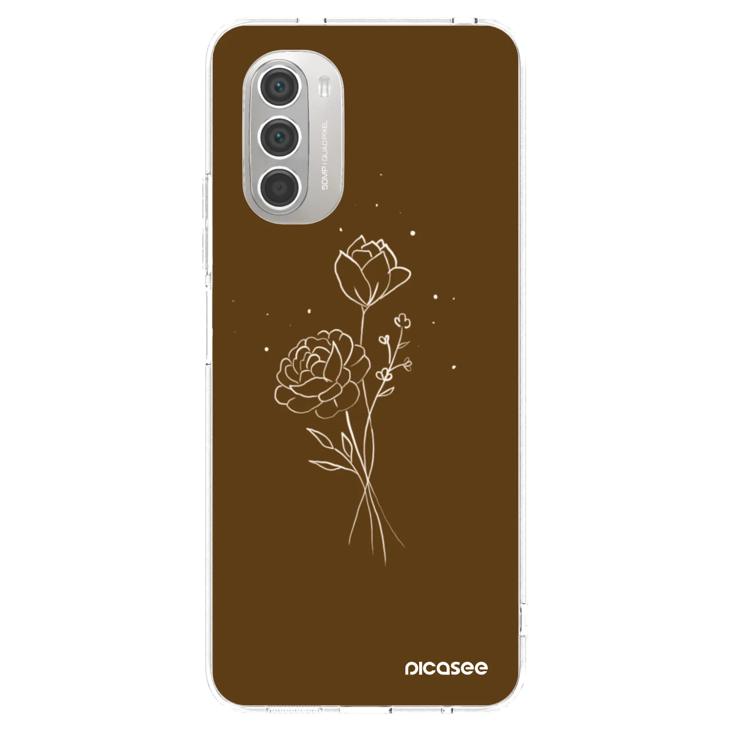 Picasee διαφανής θήκη σιλικόνης Motorola Moto G51 - Brown flowers