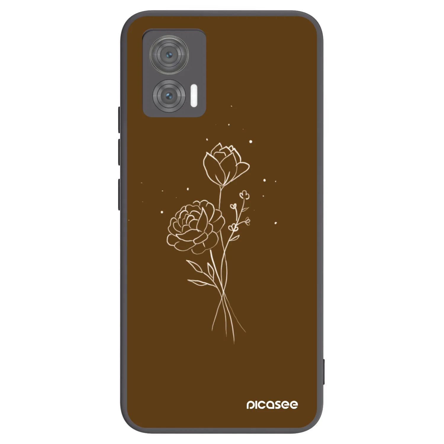 Picasee Μαύρη θήκη σιλικόνης για Motorola Edge 30 Neo - Brown flowers