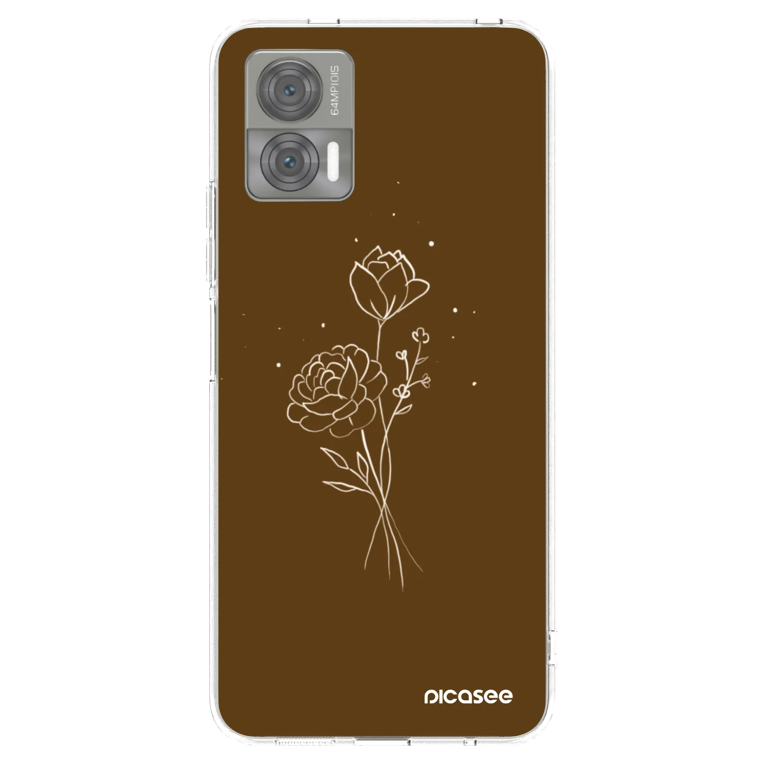 Picasee διαφανής θήκη σιλικόνης Motorola Edge 30 Neo - Brown flowers
