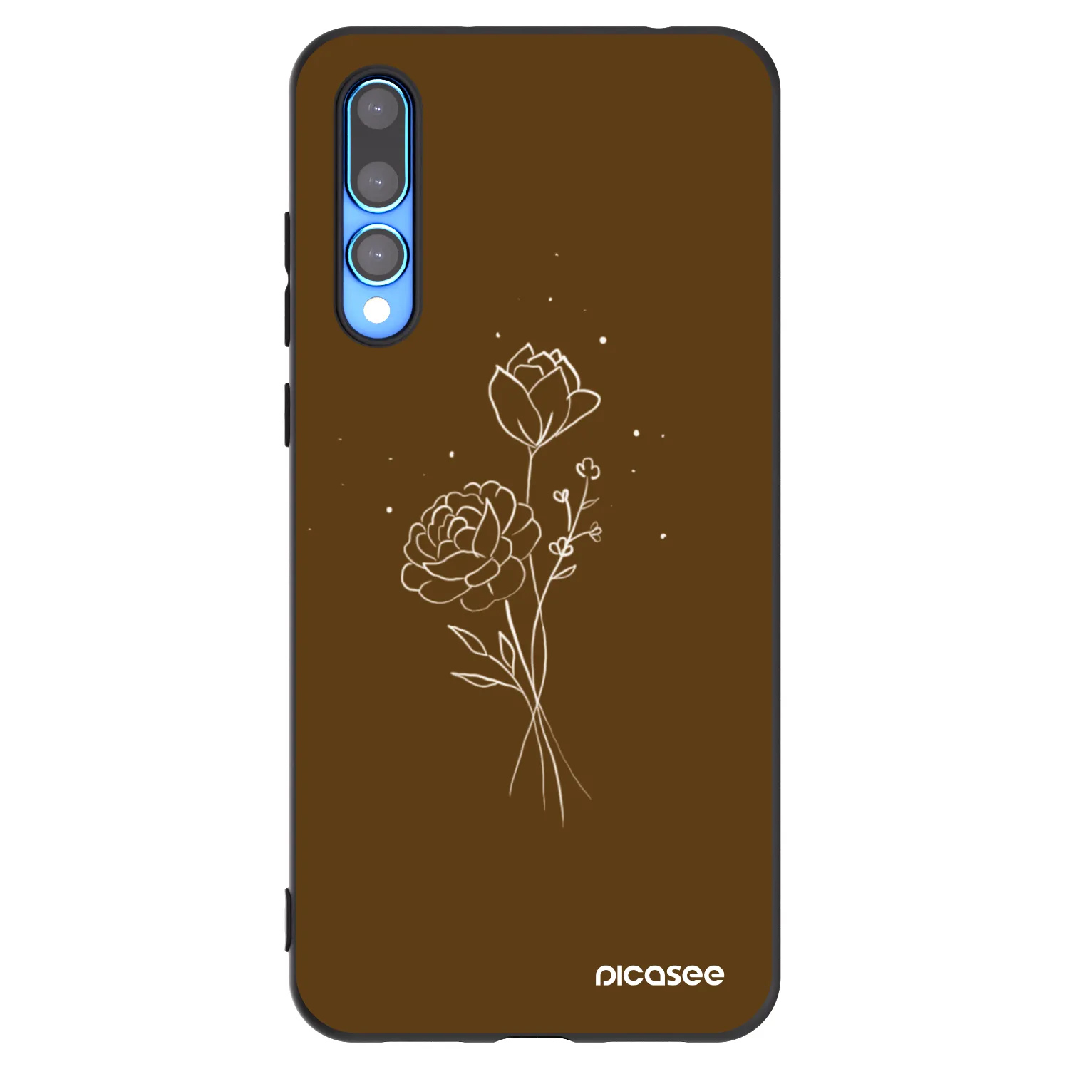 Picasee Μαύρη θήκη σιλικόνης για Huawei P20 Pro - Brown flowers