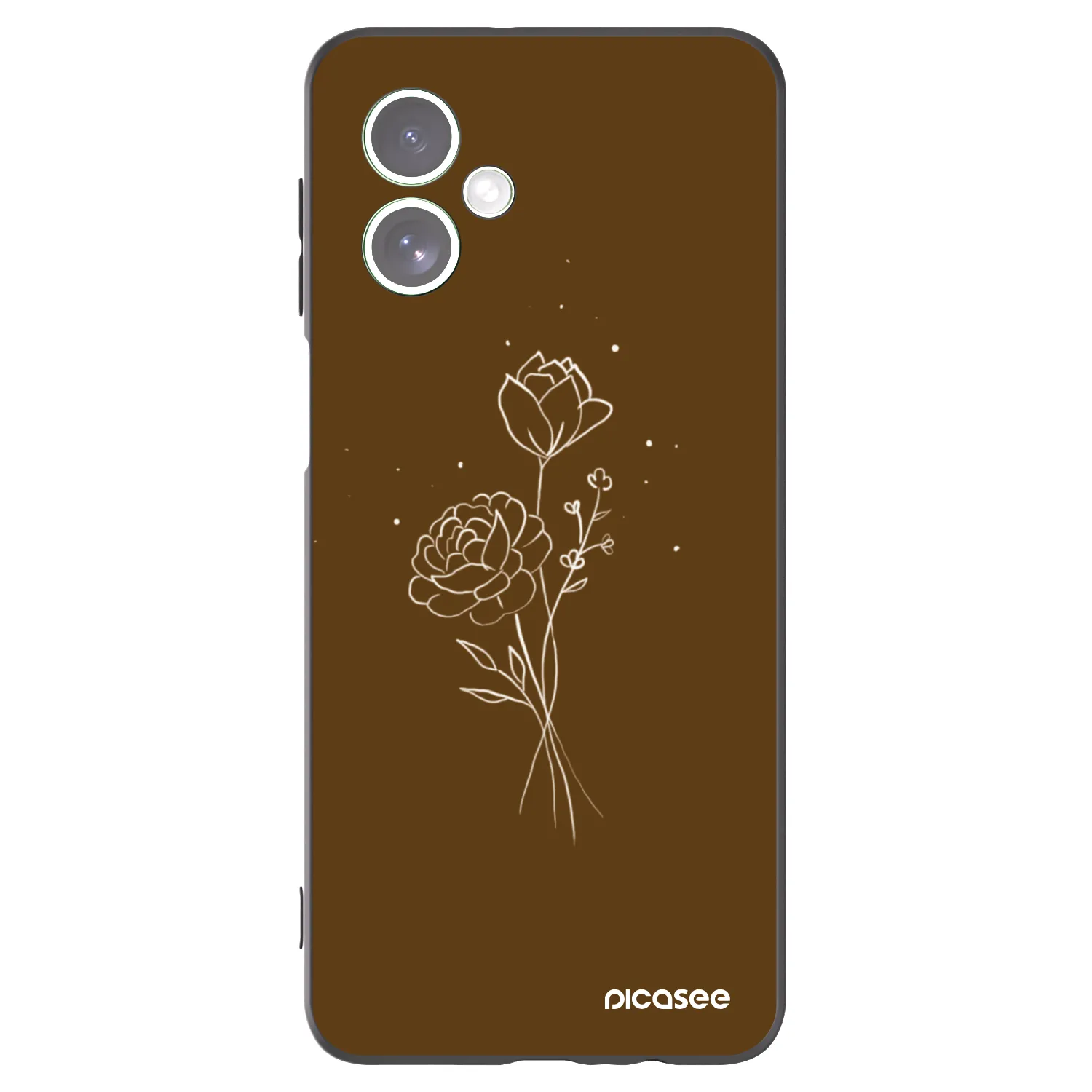 Picasee Μαύρη θήκη σιλικόνης για Motorola Moto G54 5G - Brown flowers