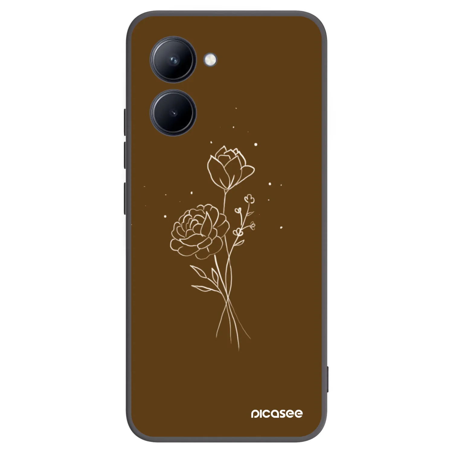 Picasee Μαύρη θήκη σιλικόνης για Realme C33 (2023) - Brown flowers