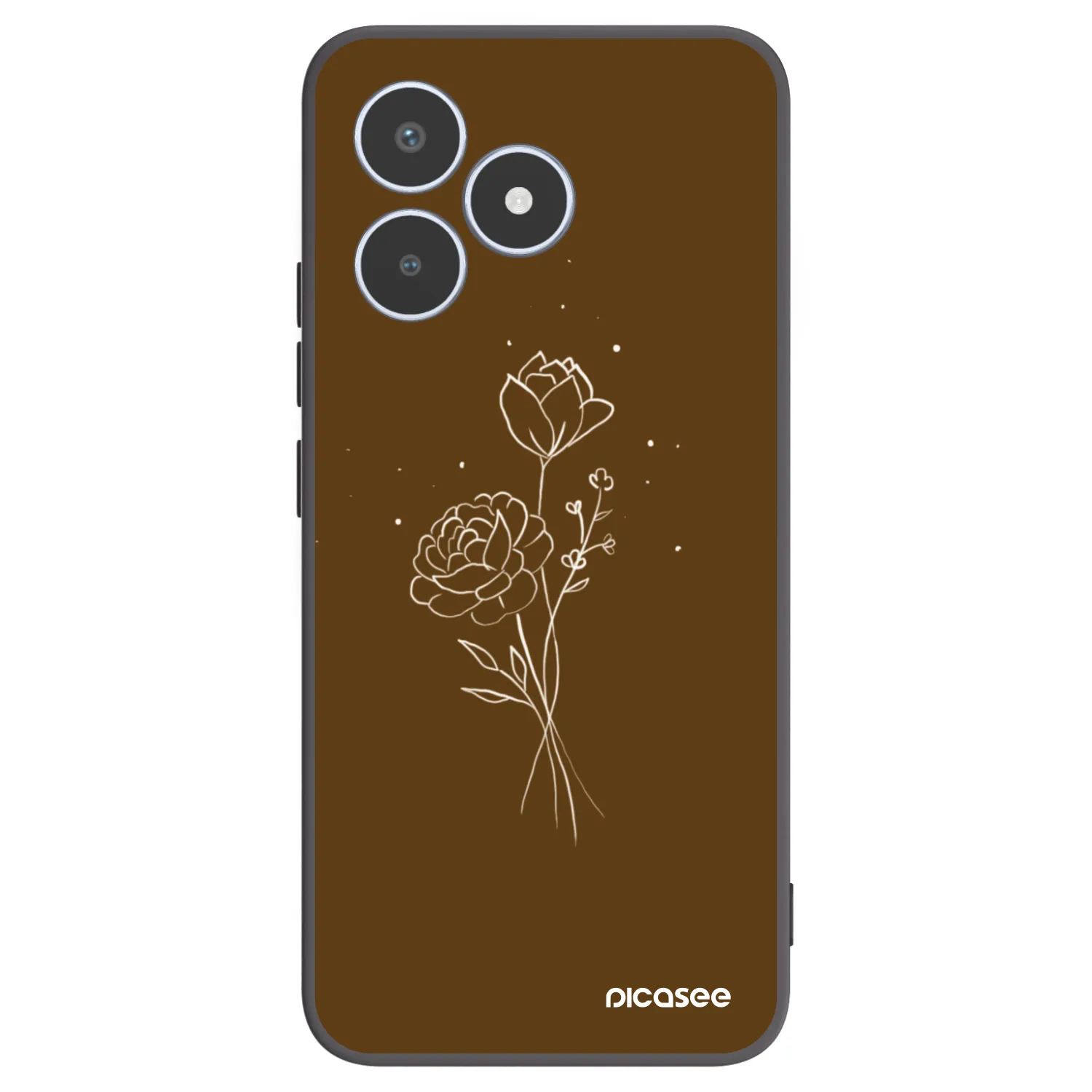 Picasee Μαύρη θήκη σιλικόνης για Realme C53 - Brown flowers