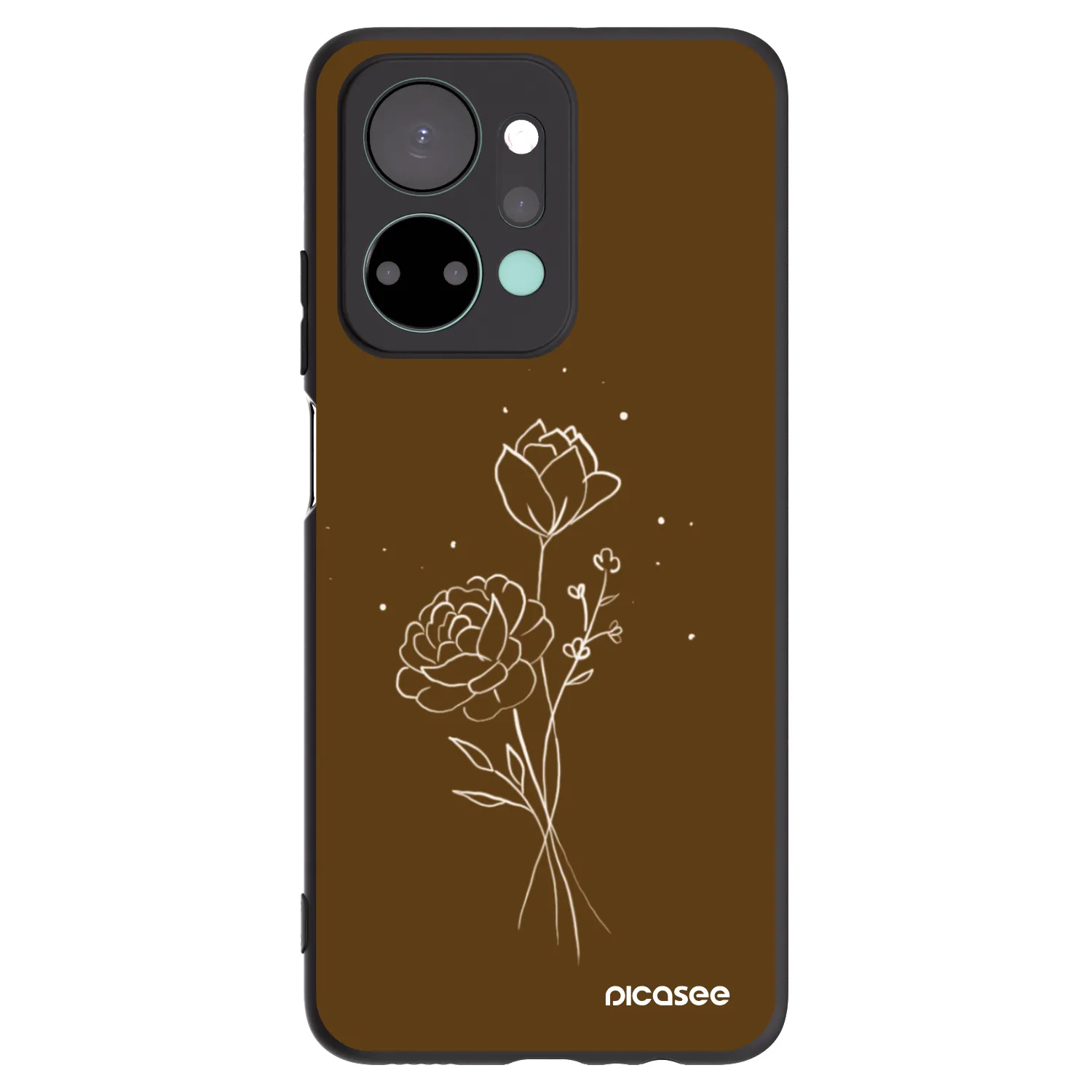 Picasee Μαύρη θήκη σιλικόνης για Honor X7a - Brown flowers
