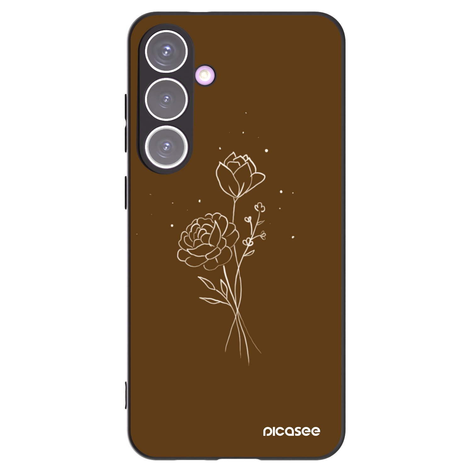 Picasee Μαύρη θήκη σιλικόνης για Samsung Galaxy S24+ S926B 5G - Brown flowers