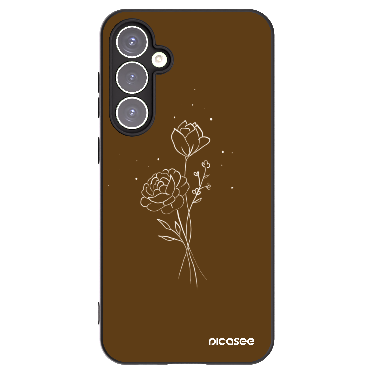 Picasee Μαύρη θήκη σιλικόνης για Samsung Galaxy S23 FE S711B - Brown flowers