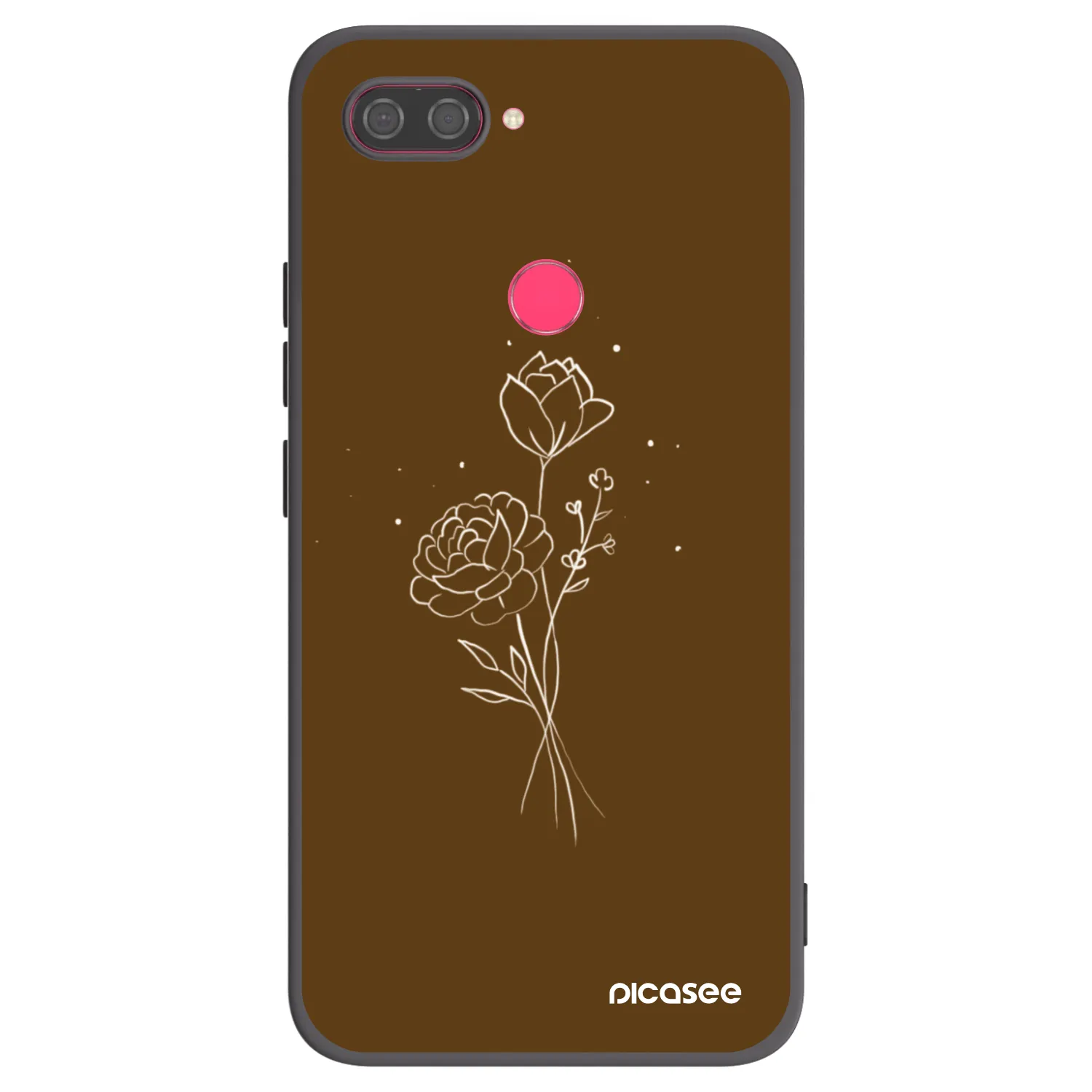 Picasee Μαύρη θήκη σιλικόνης για Xiaomi Mi 8 Lite - Brown flowers