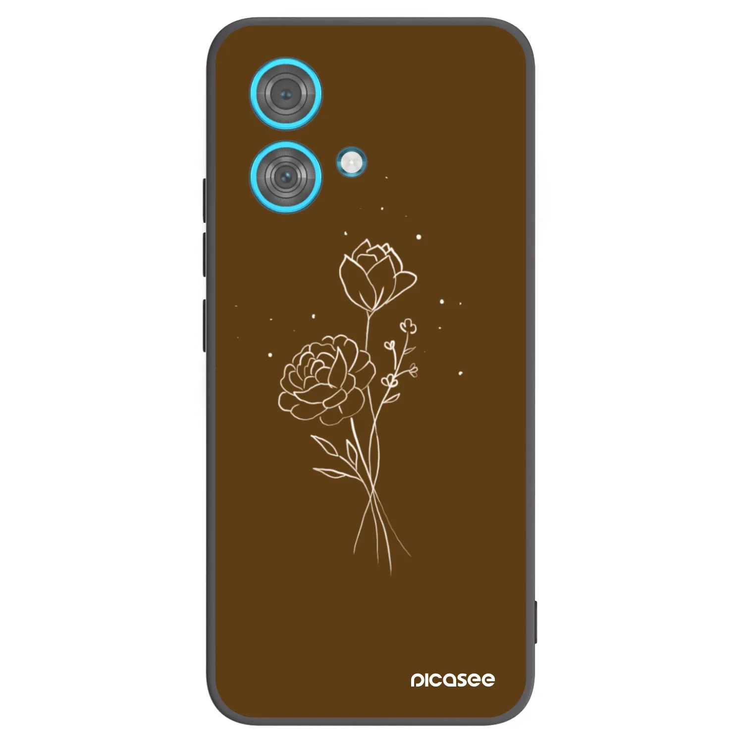Picasee Μαύρη θήκη σιλικόνης για Motorola Edge 40 Neo - Brown flowers