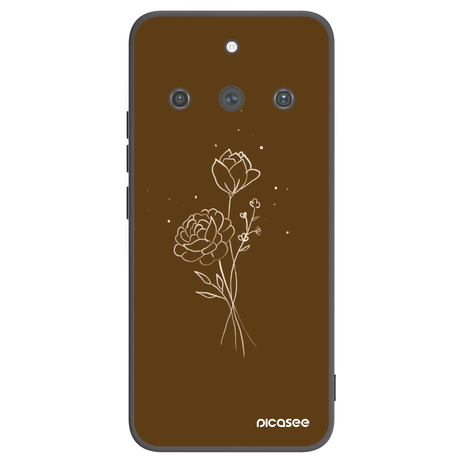 Picasee Μαύρη θήκη σιλικόνης για Realme 11 Pro+ - Brown flowers