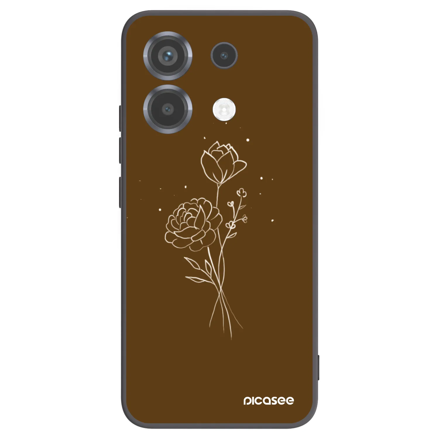 Picasee Μαύρη θήκη σιλικόνης για Xiaomi Poco X6 - Brown flowers