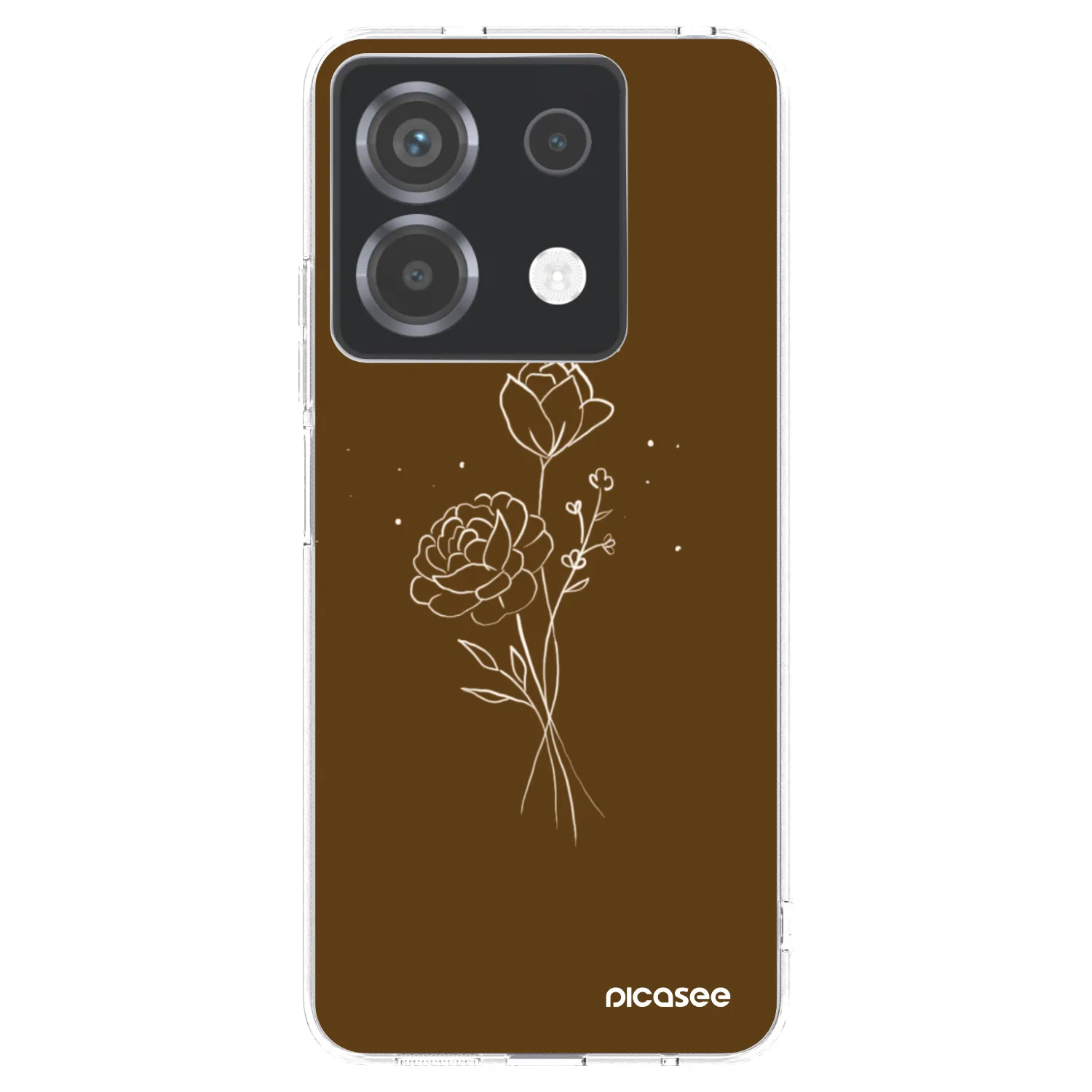 Picasee διαφανής θήκη σιλικόνης Xiaomi Poco X6 - Brown flowers